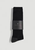 3-Pack Crew Socks for Tall Men in Black with Grey