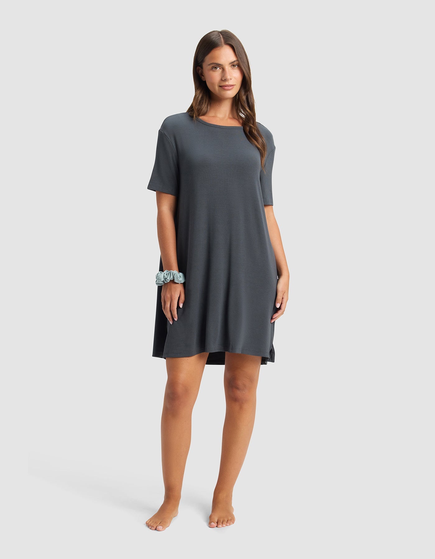 Women's Bamboo Rib-Knit Boyfriend Sleep Dress