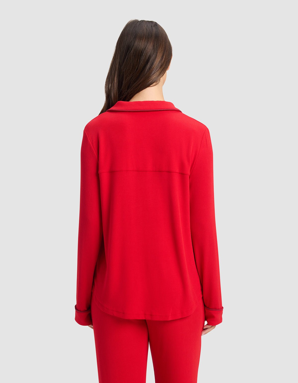 Women's Bamboo Rib-Knit Classic Long Sleeve Pajama Top - Last Chance
