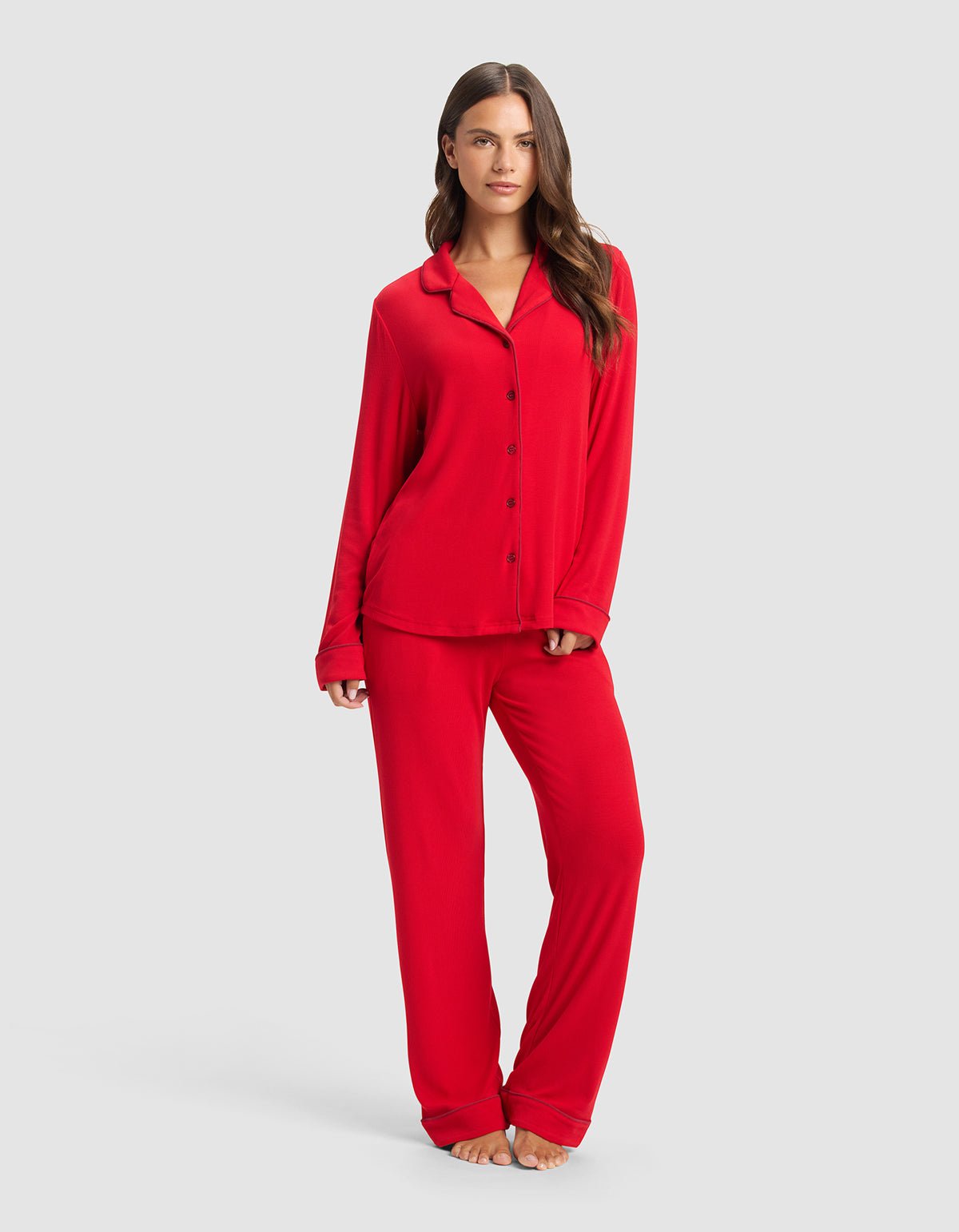 Women's Bamboo Rib-Knit Classic Long Sleeve Pajama Top - Last Chance