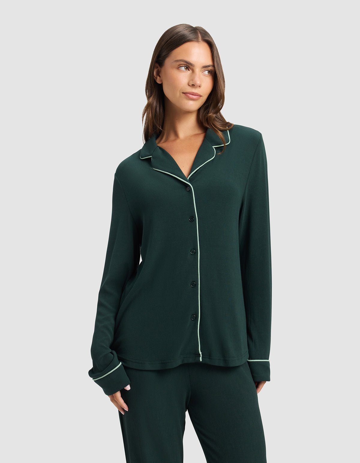 Women's Bamboo Rib-Knit Classic Long Sleeve Pajama Top - Last Chance
