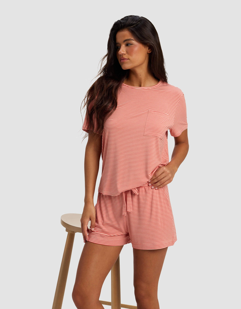 Women's Bamboo Stretch-Knit Lounge Tee & Shorts Set