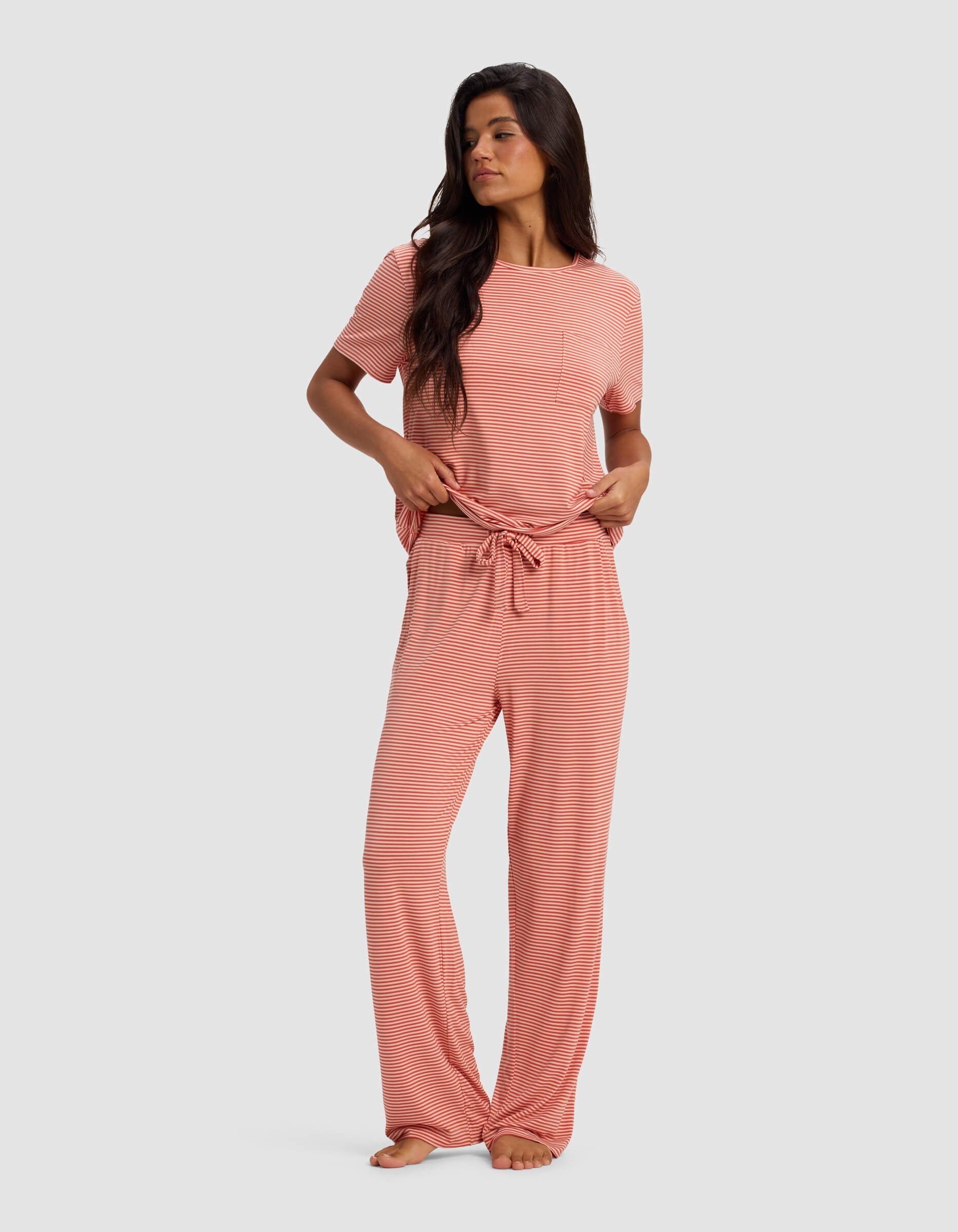 Women's Bamboo Stretch-Knit Lounge Tee & Pants Set