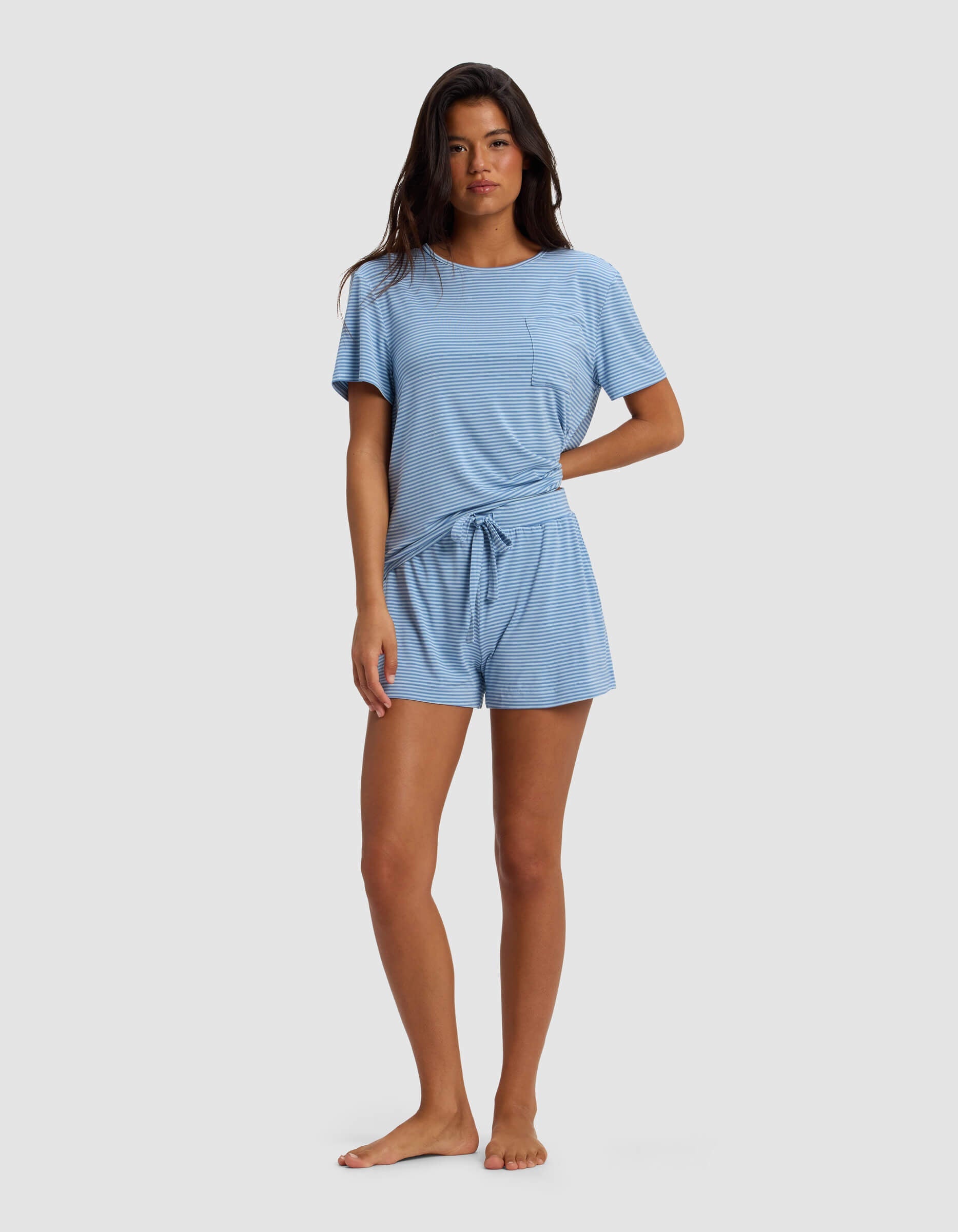 Women's Bamboo Stretch-Knit Lounge Tee & Shorts Set
