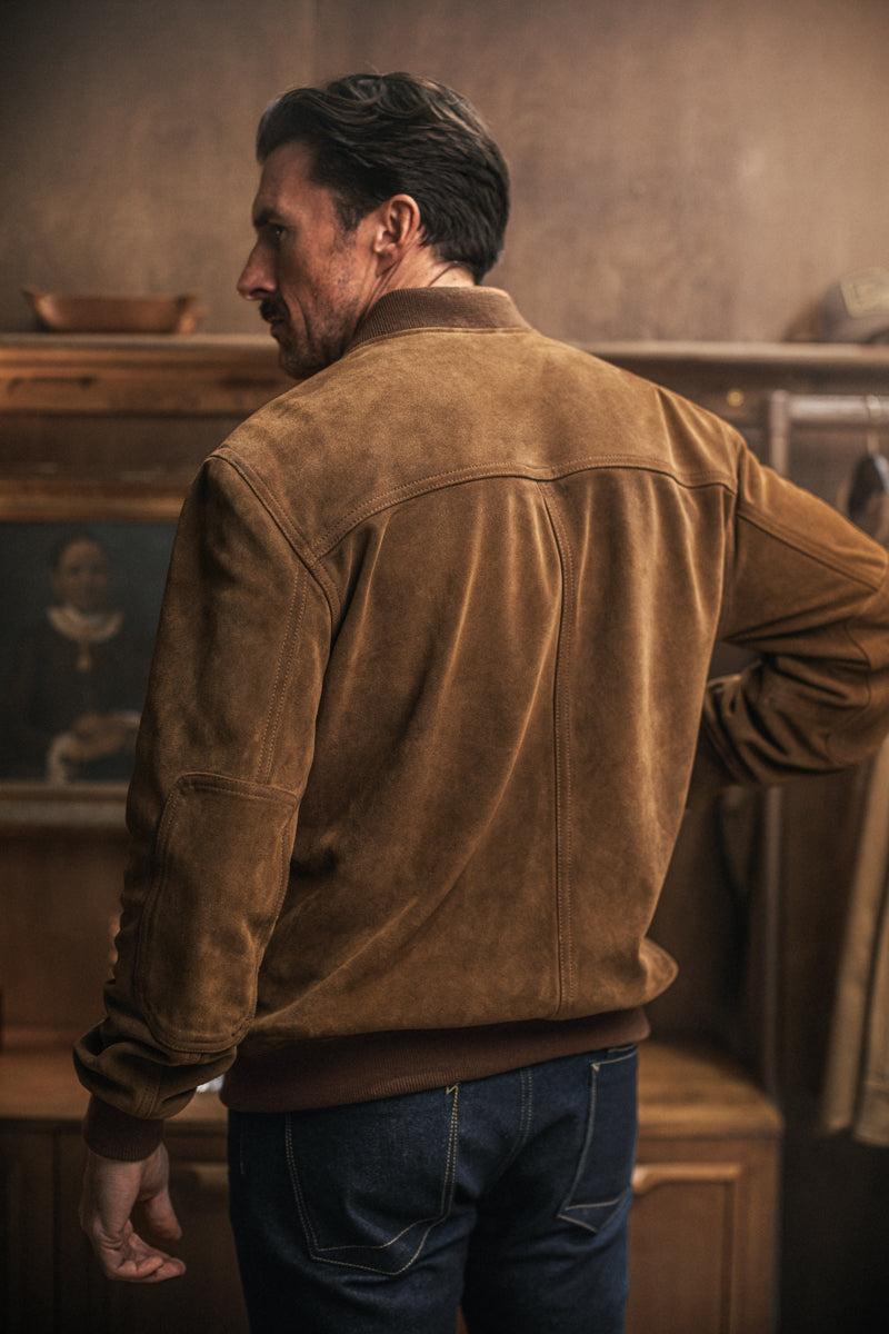 Buck Ridge Suede Bomber Tan