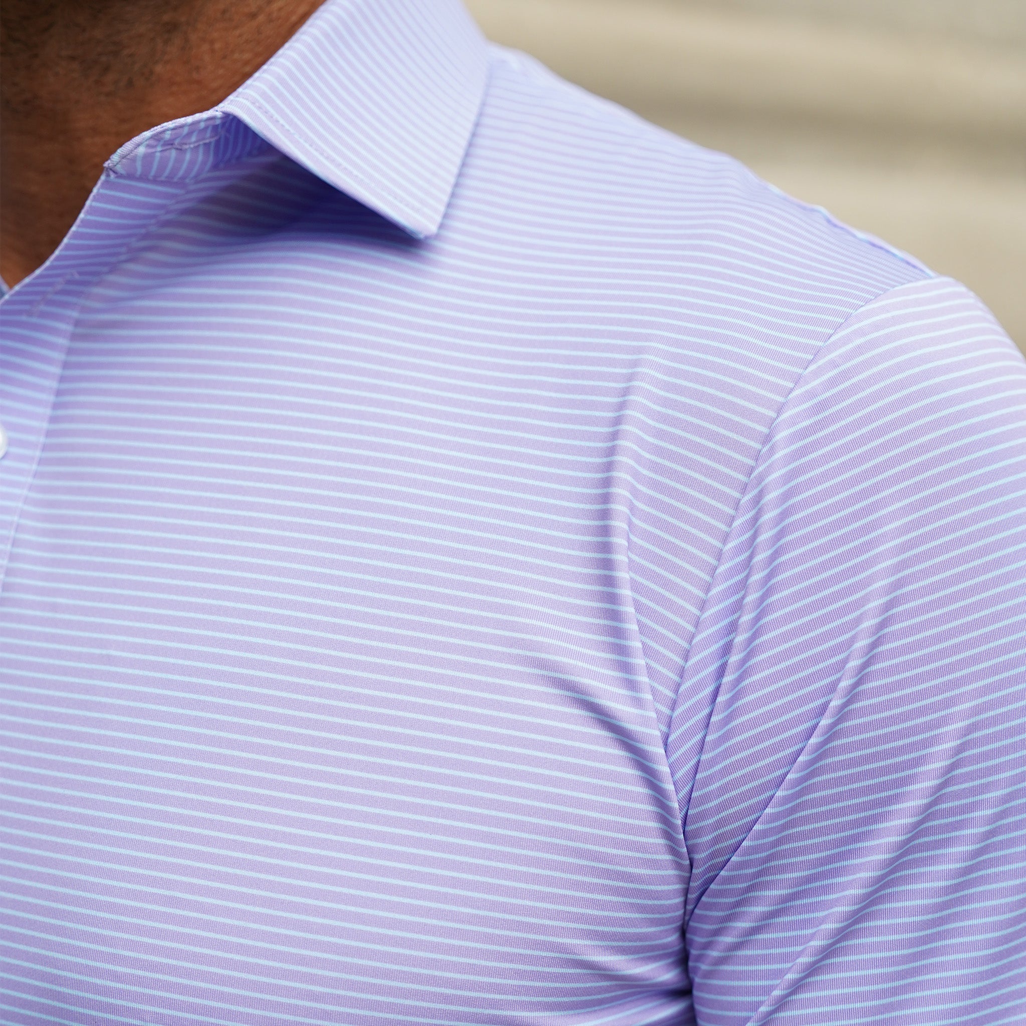 Featherweight Flex Polo Brookline Lavender With Turquoise Stripe