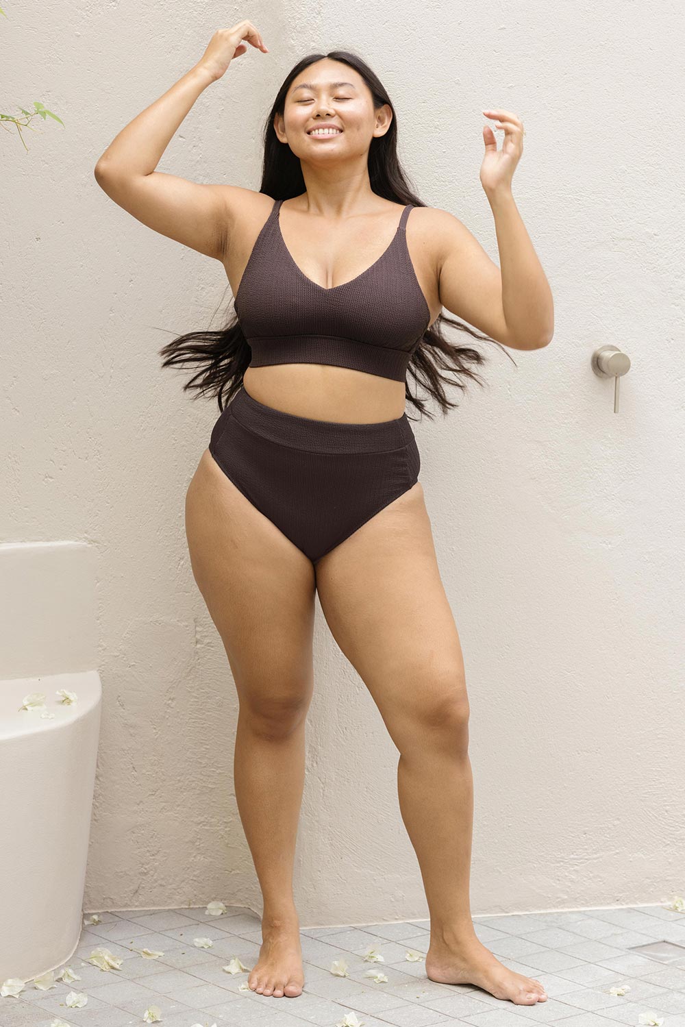 Byron Adjustable Bikini Top - Espresso Texture