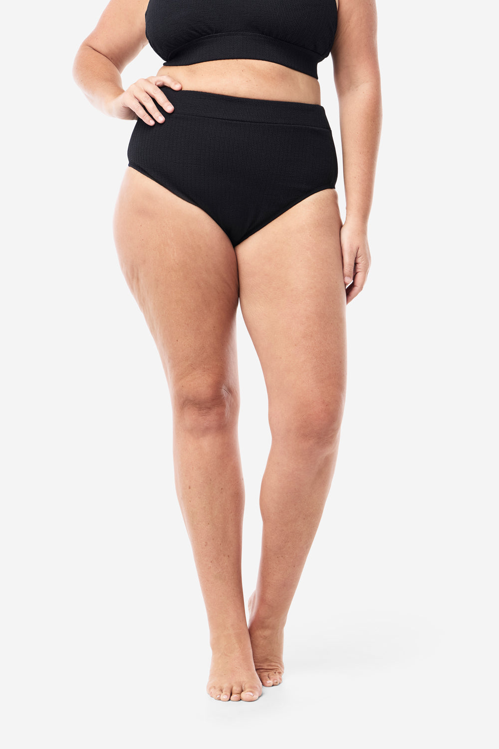 Byron High Waisted Bikini Bottom - Black Texture