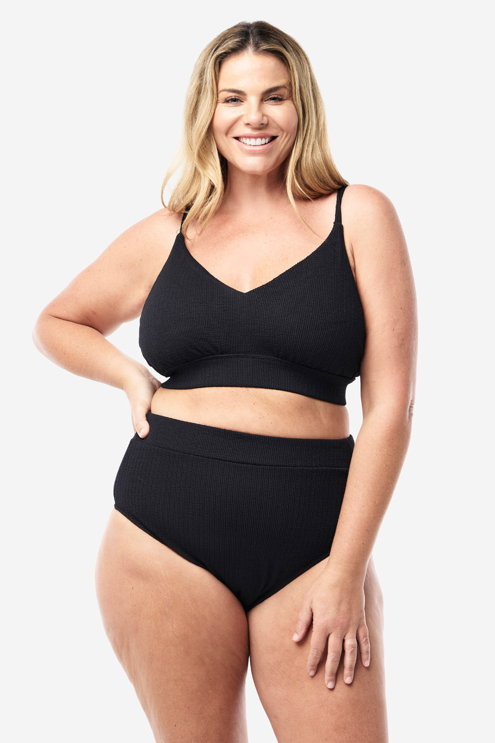 Byron Adjustable Bikini Top - Black Texture