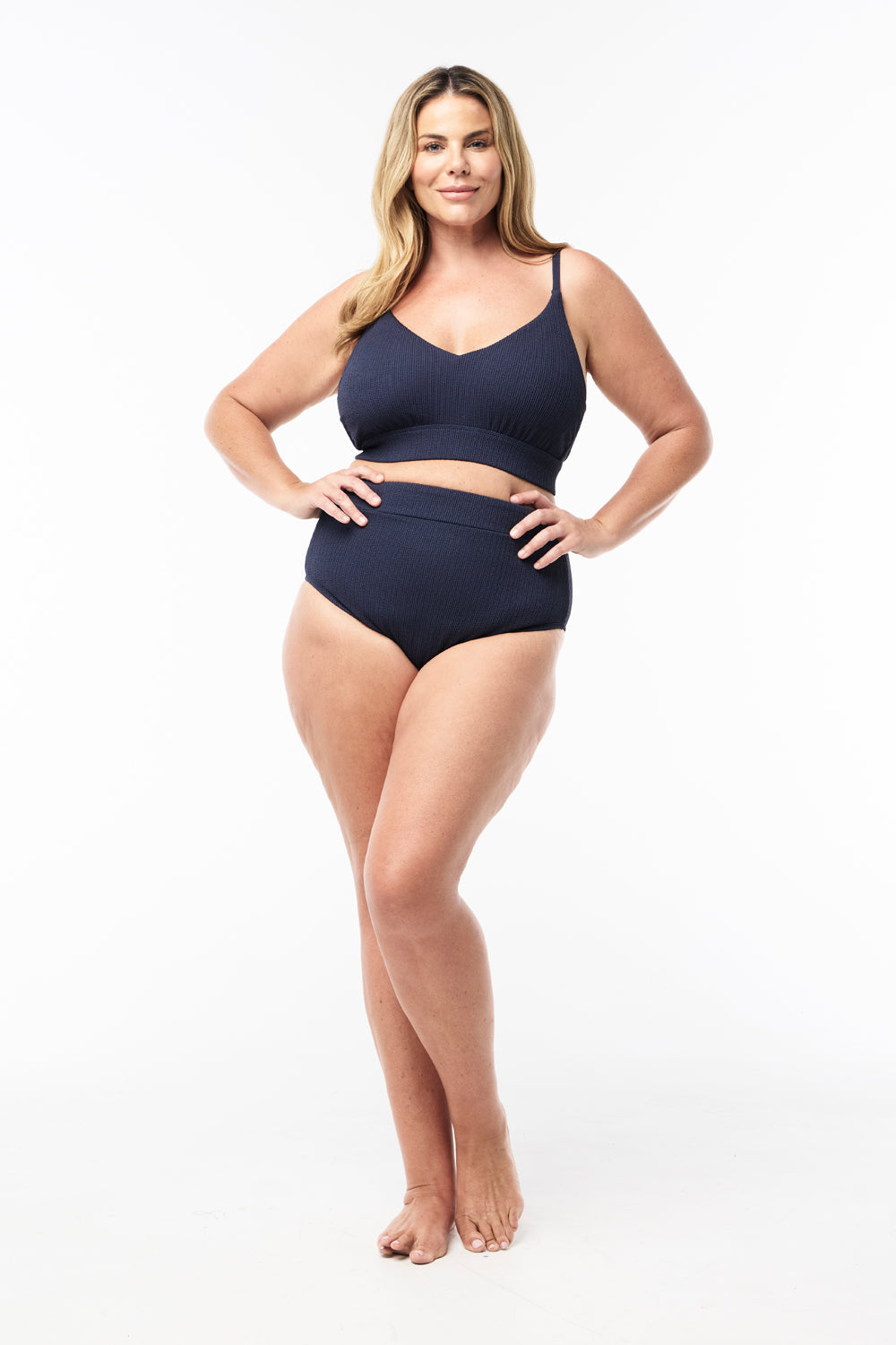 Byron Adjustable Bikini Top - Navy Texture