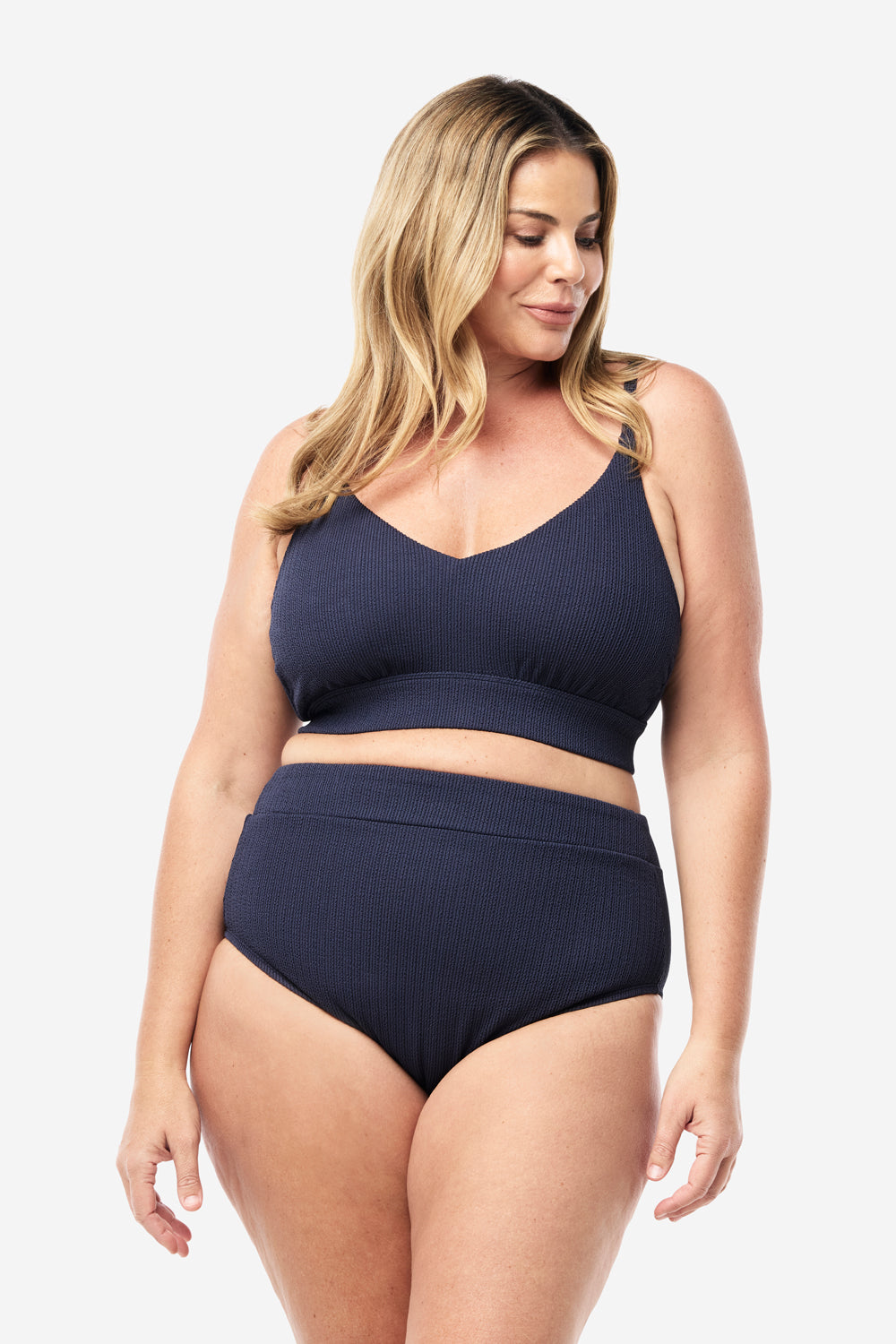 Byron Adjustable Bikini Top - Navy Texture