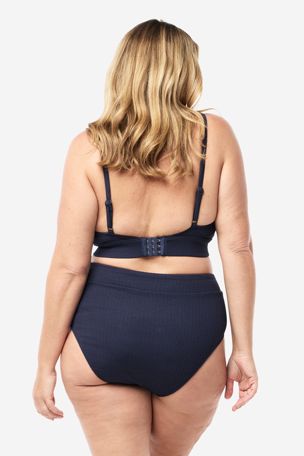Byron Adjustable Bikini Top - Navy Texture