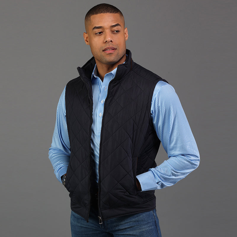 Long Sleeve Semi-Spread Collar Polo Light Blue Micro Gingham
