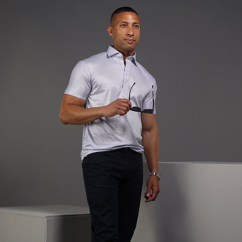 Semi-Spread Collar Polo Scottsdale Navy Spheres Original