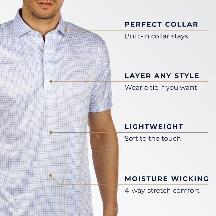 Semi-Spread Collar Polo Navy Gingham Original