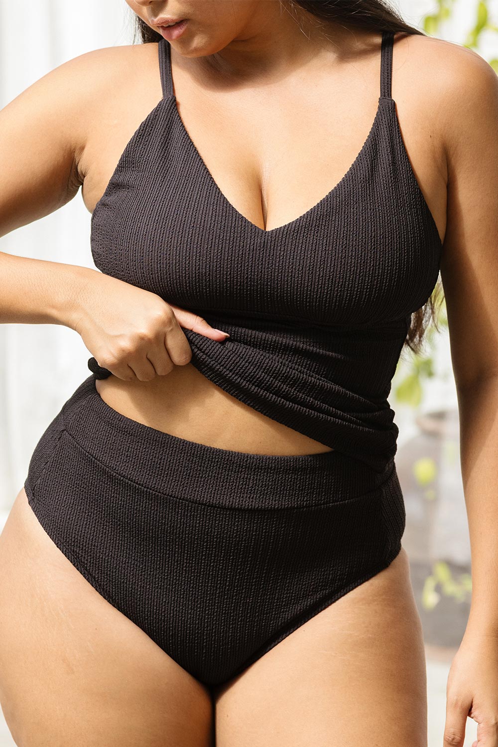 Coolum Tankini Top - Black Texture