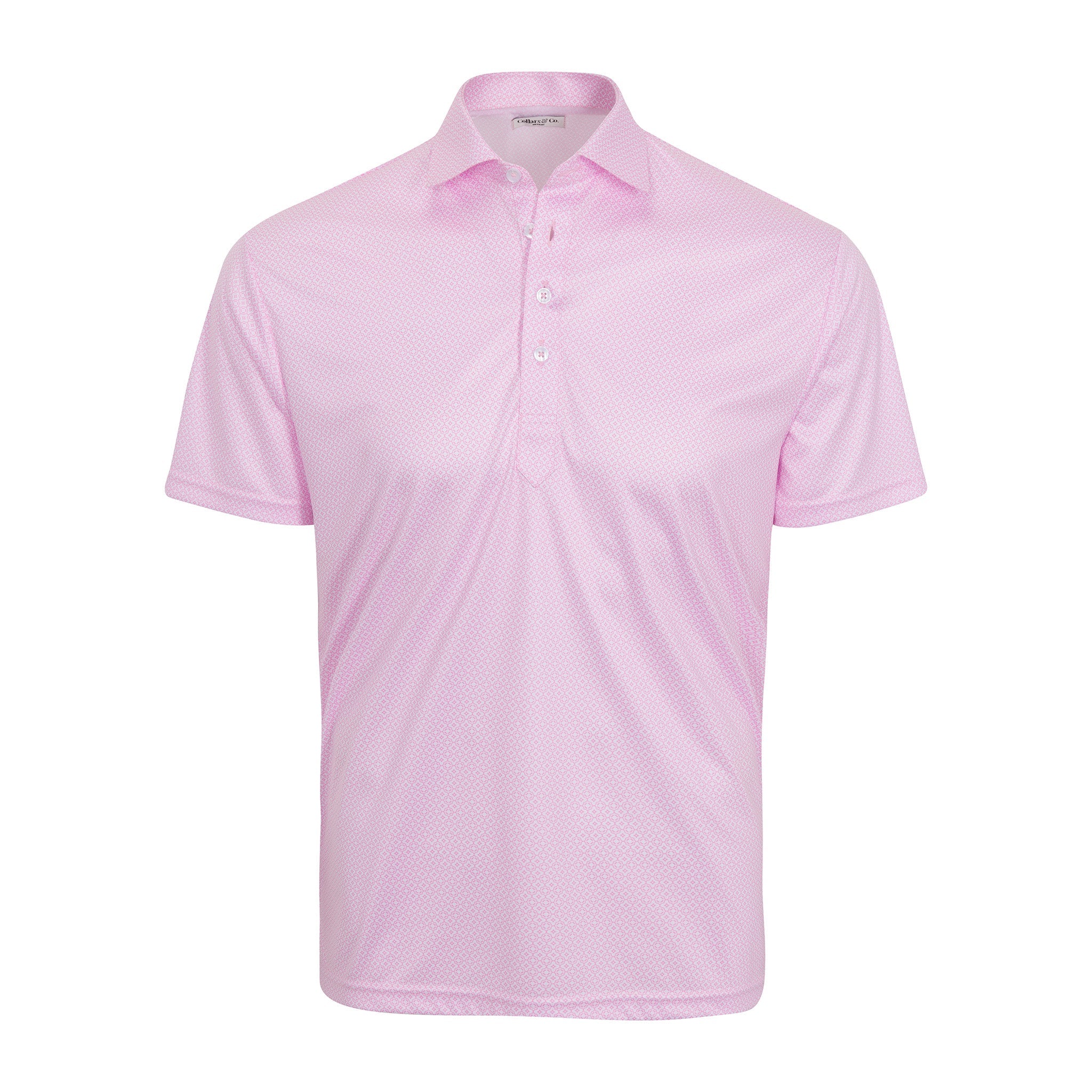 Semi-Spread Collar Polo Crest Point Pink and White