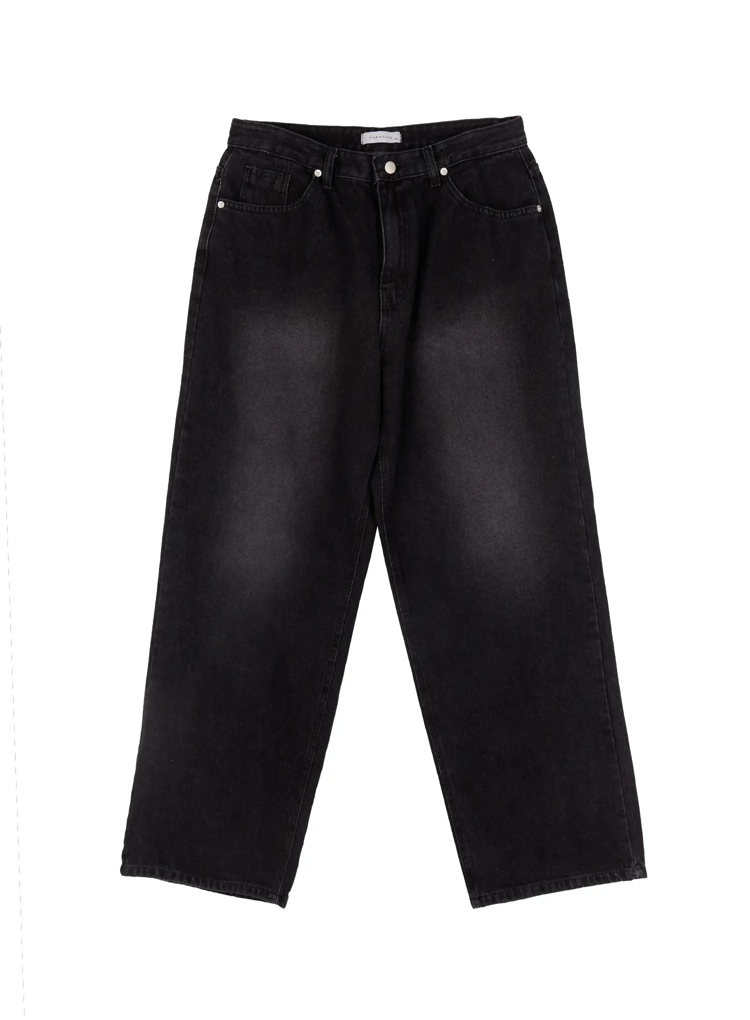 Men's Straight Semi-Wide Fleece Jeans (Black) IJ514