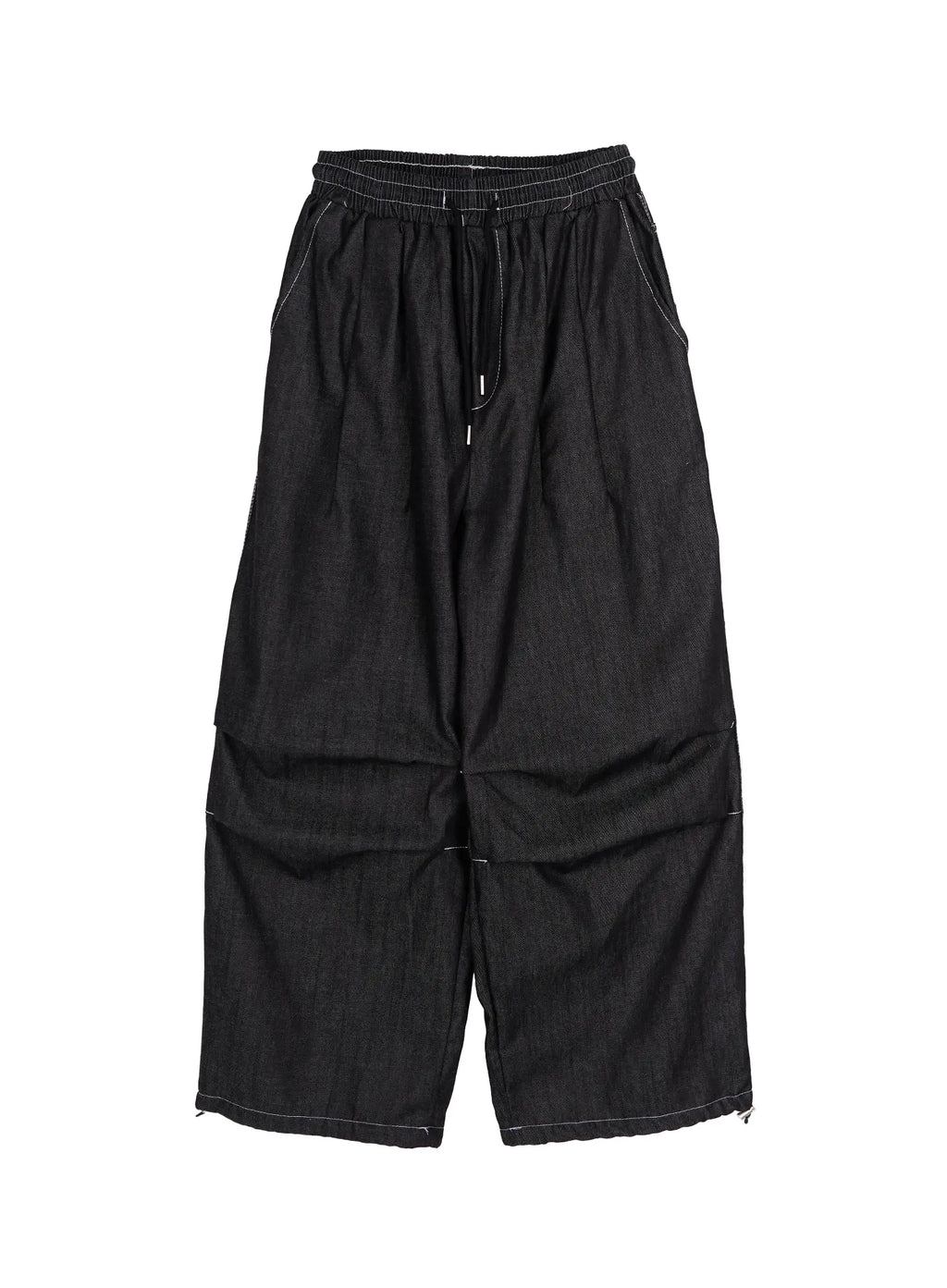 Men's Plaid Pocket Drawstring Jeans (Black) IU510