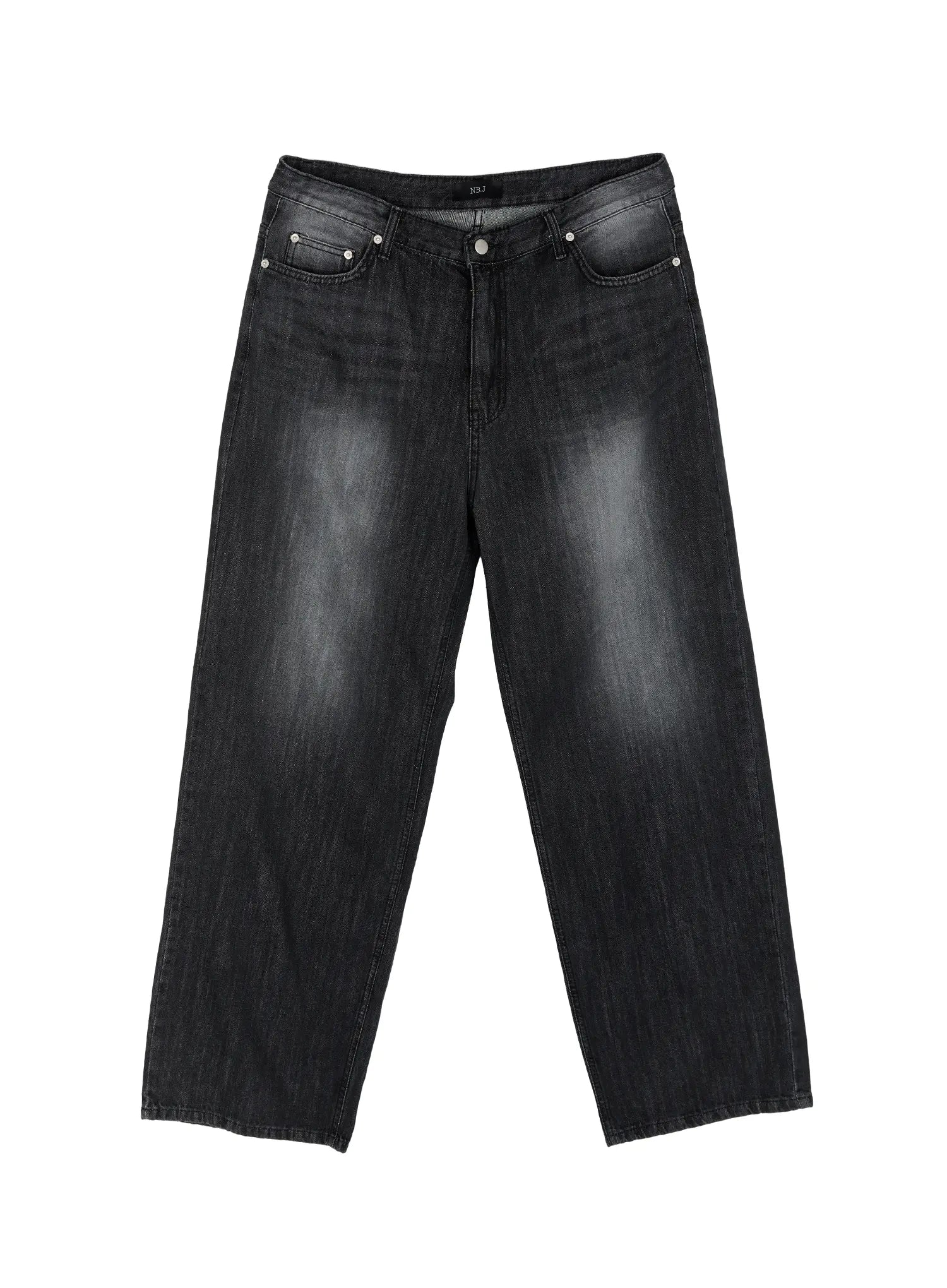 Men's Linen Wide Leg Jeans (Black) IU516