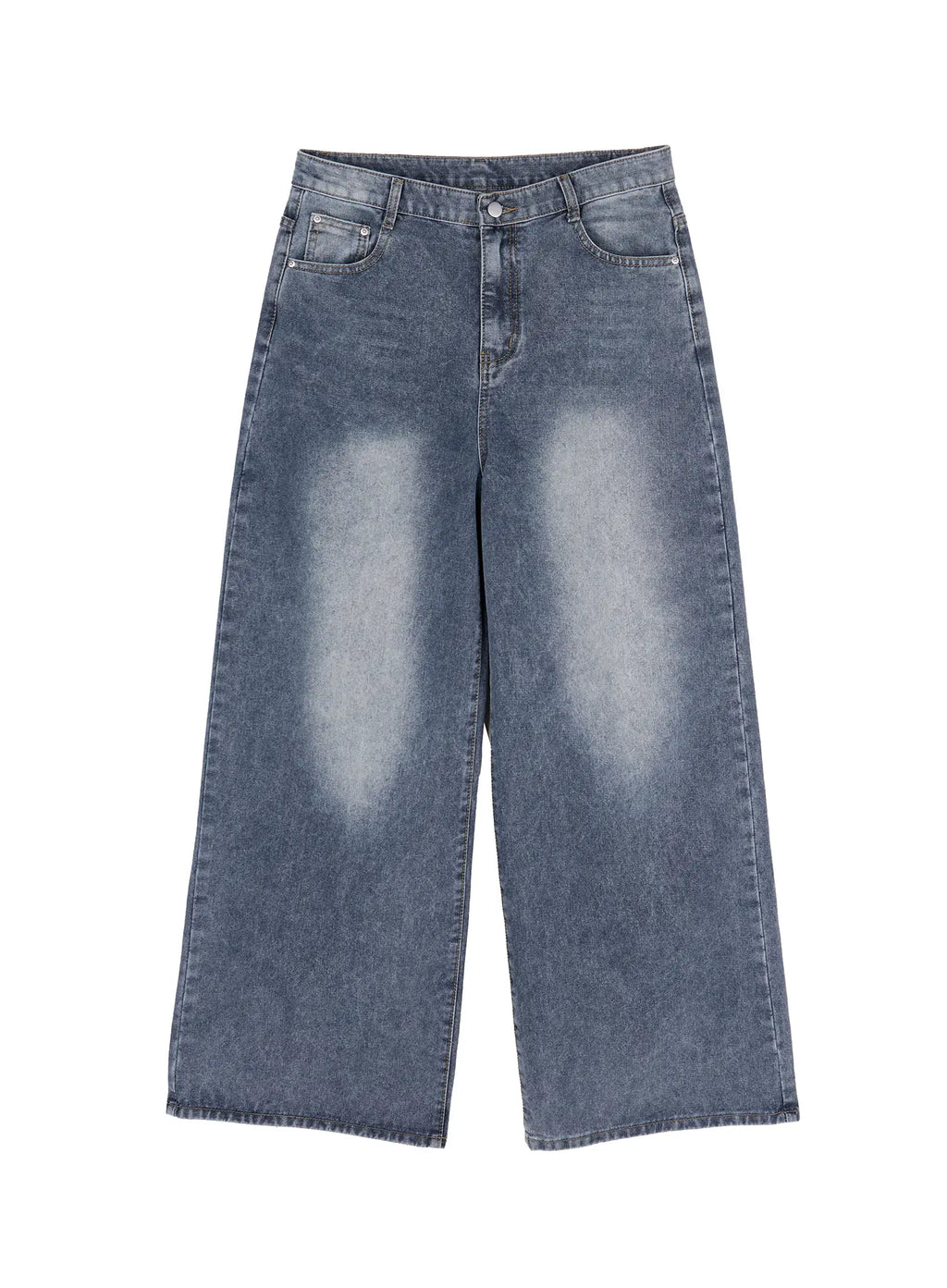 Men's Wide-Leg Washed Jeans IA517