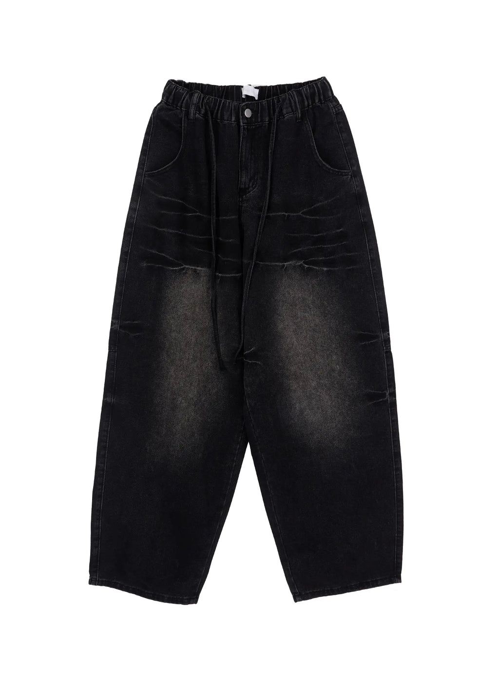 Men's Black Washed Wide Leg Jeans IM530