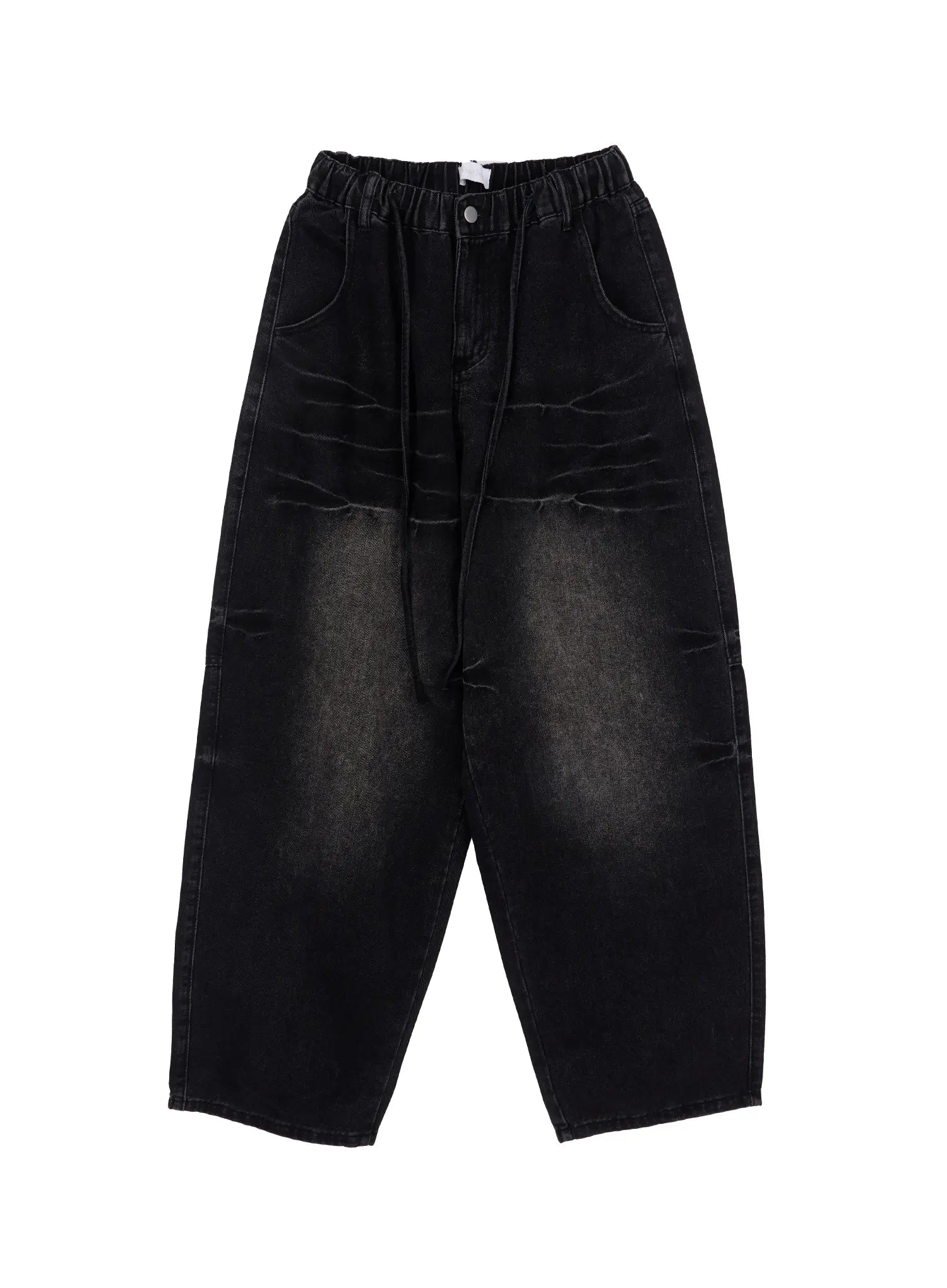 Men's Black Washed Wide Leg Jeans IM530