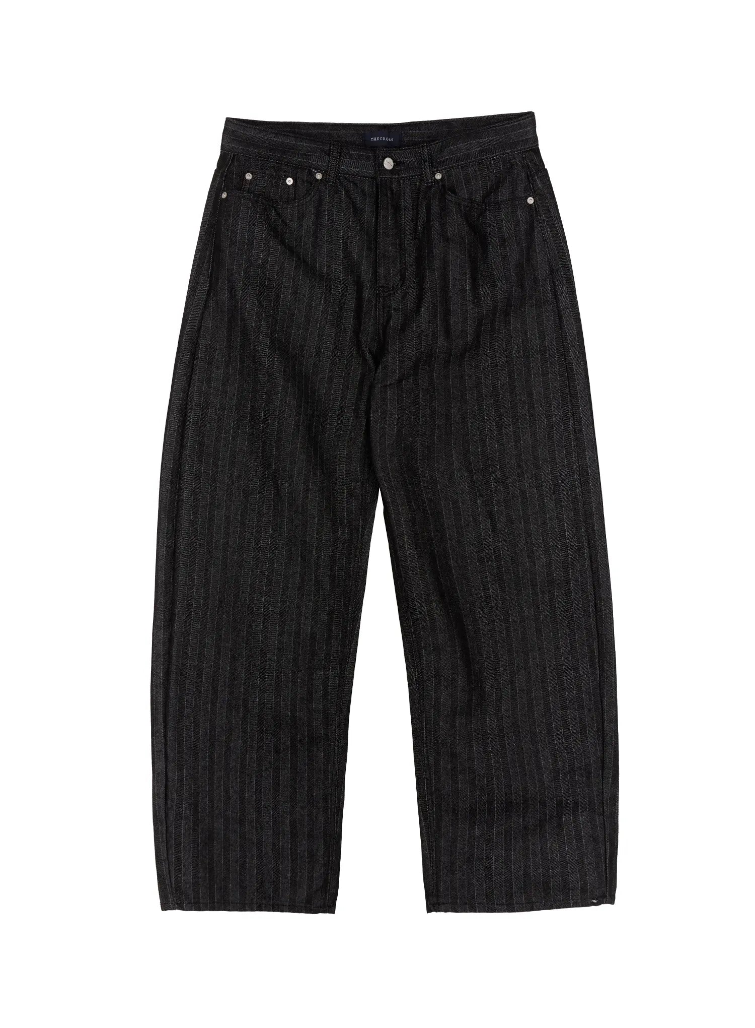Men's Stripe Wide-Leg Jeans with Patch Detail IO523