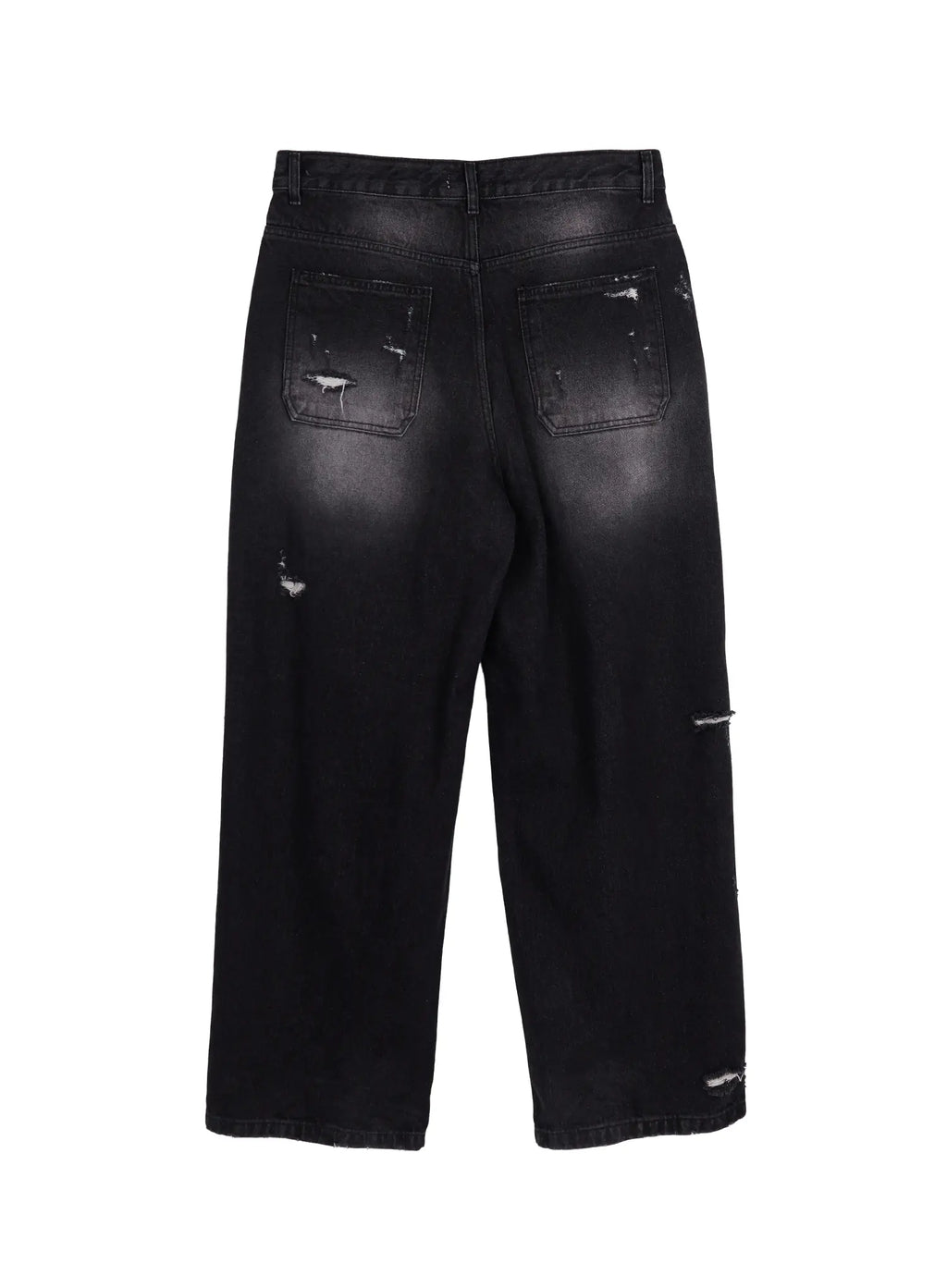 Men's Vintage Distressed Baggy Jeans (Black) IU510