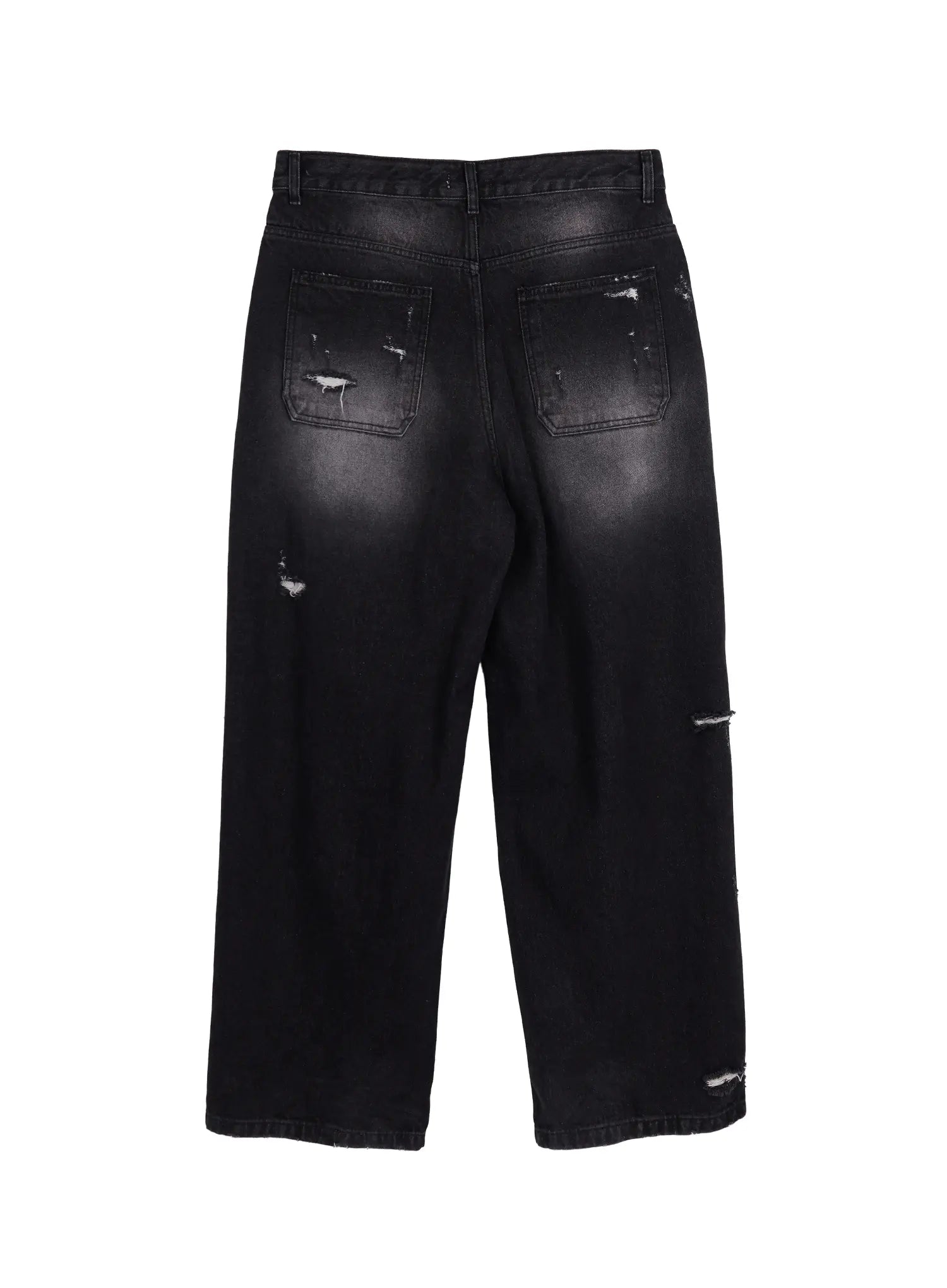Men's Vintage Distressed Baggy Jeans (Black) IU510