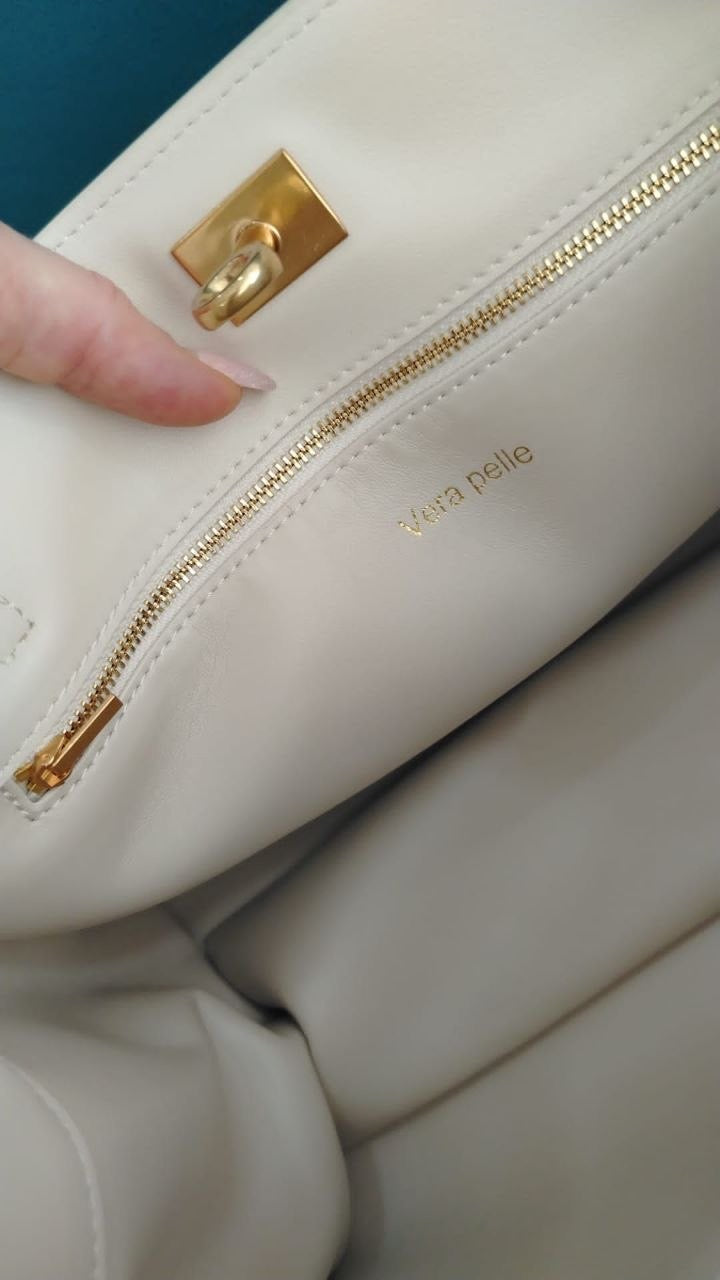 Elara Gold™. Genuine Cow Leather Shoulder Bag | Made in Italy 🇮🇹