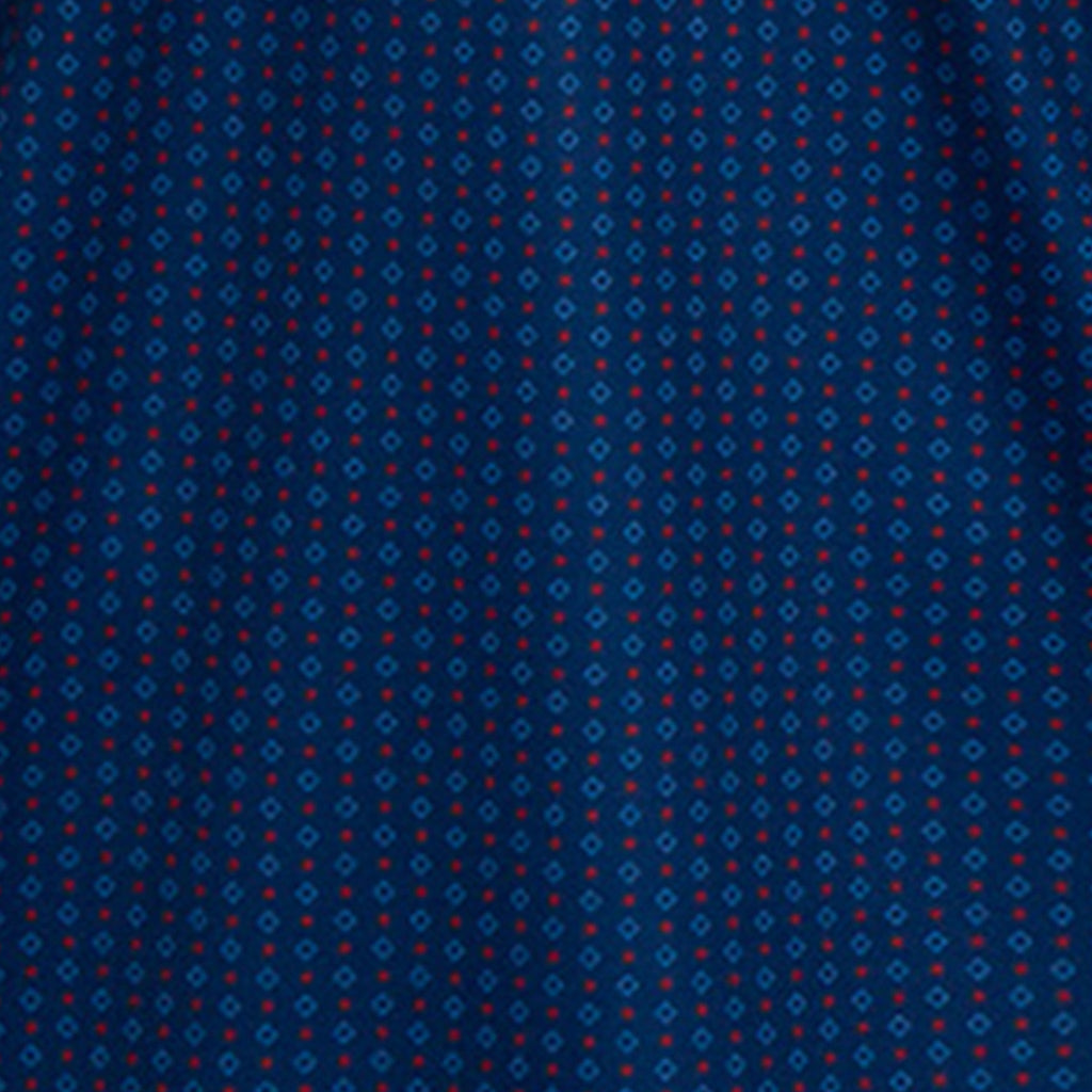 Semi-Spread Collar Polo Diamond Dot Red and Navy