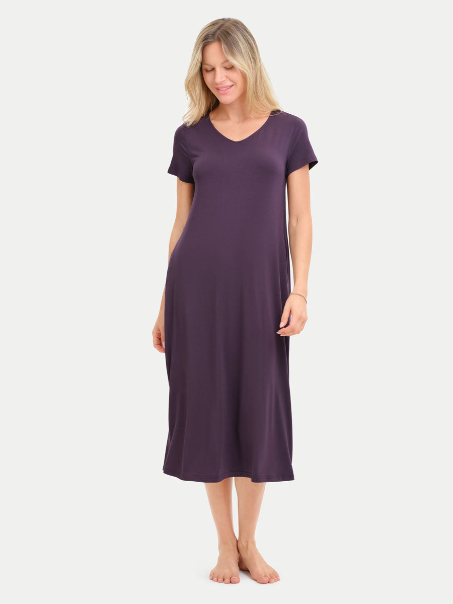 Short Sleeve Long Bamboo Sleepshirt