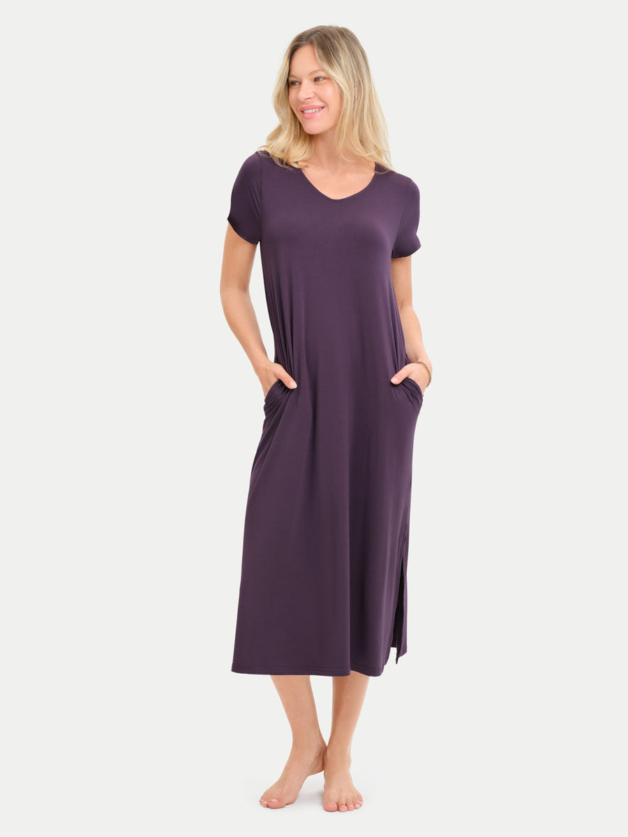 Short Sleeve Long Bamboo Sleepshirt