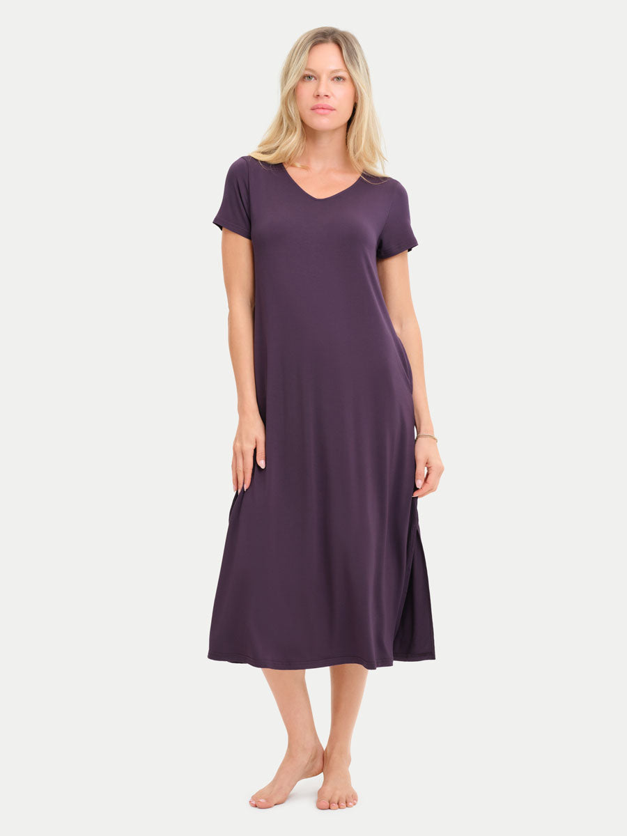 Short Sleeve Long Bamboo Sleepshirt