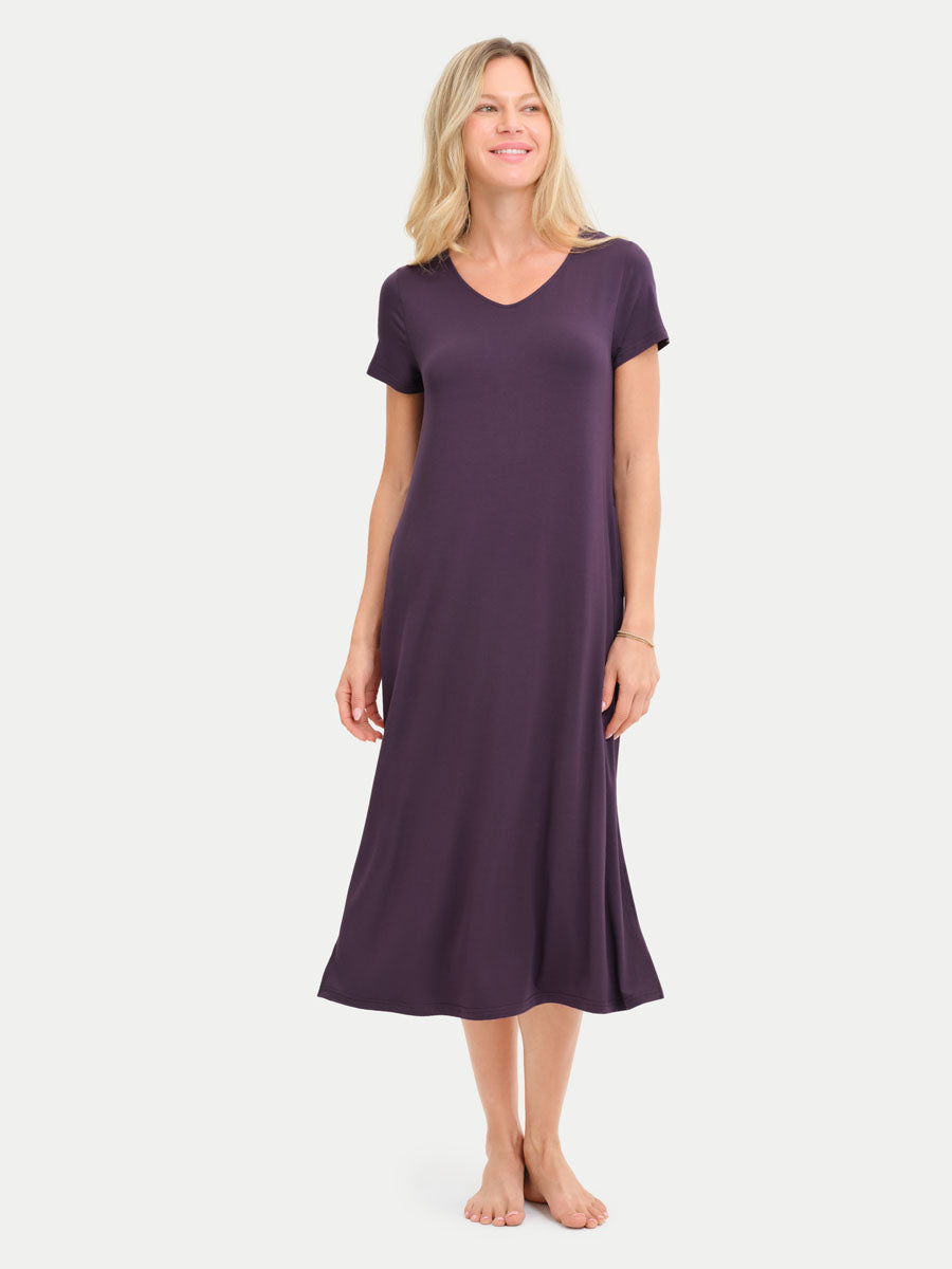 Short Sleeve Long Bamboo Sleepshirt