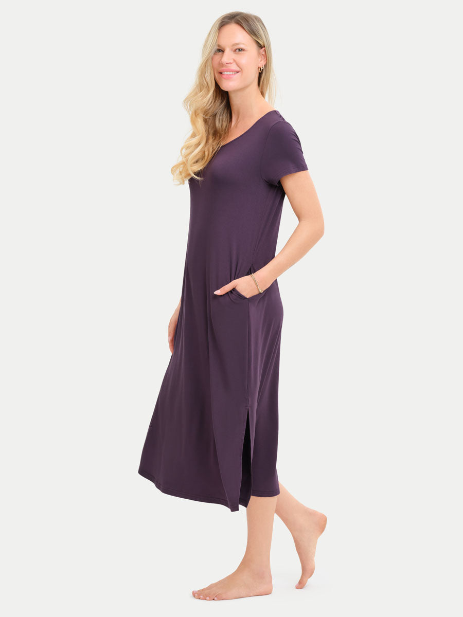 Short Sleeve Long Bamboo Sleepshirt