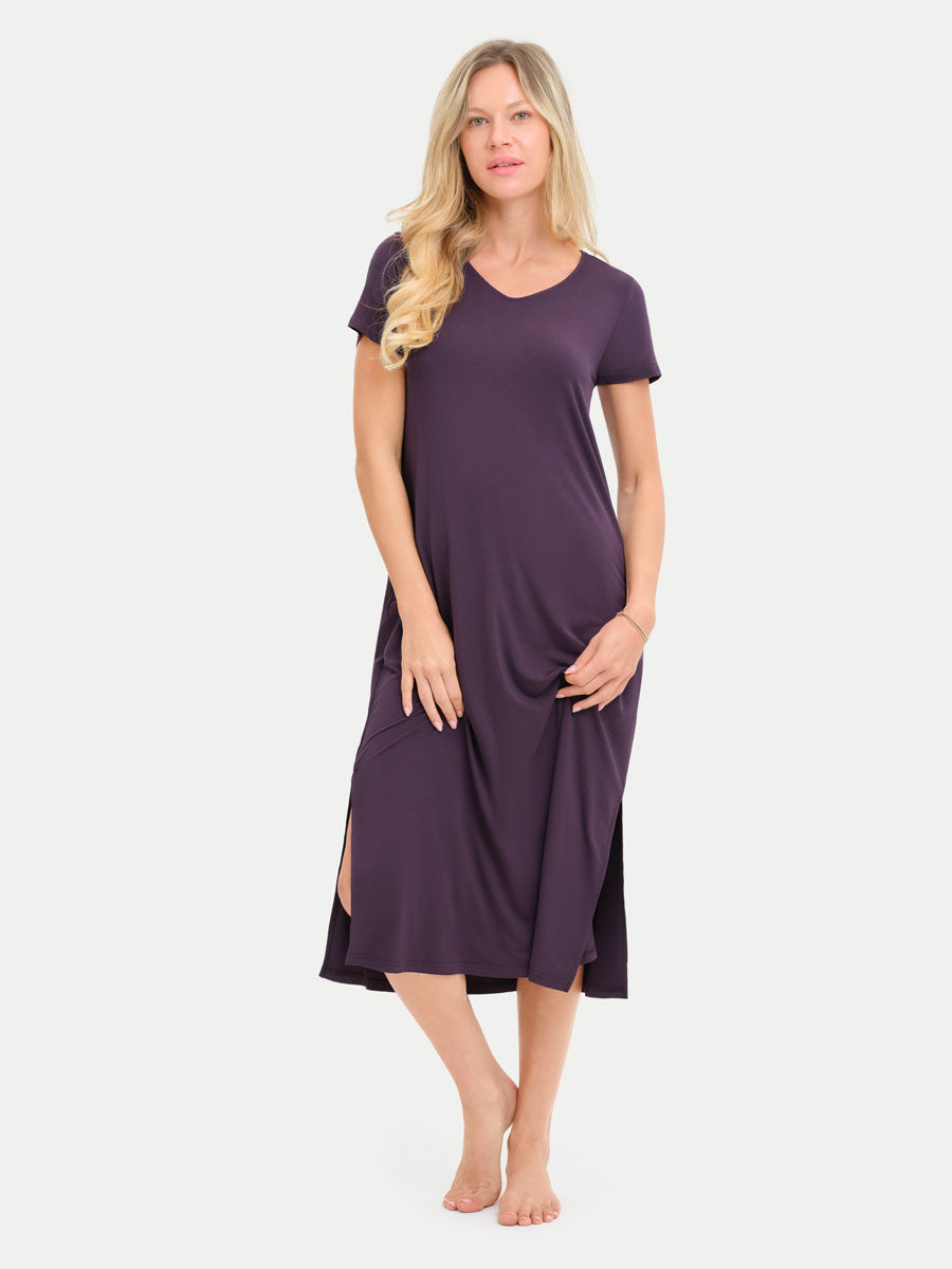 Short Sleeve Long Bamboo Sleepshirt