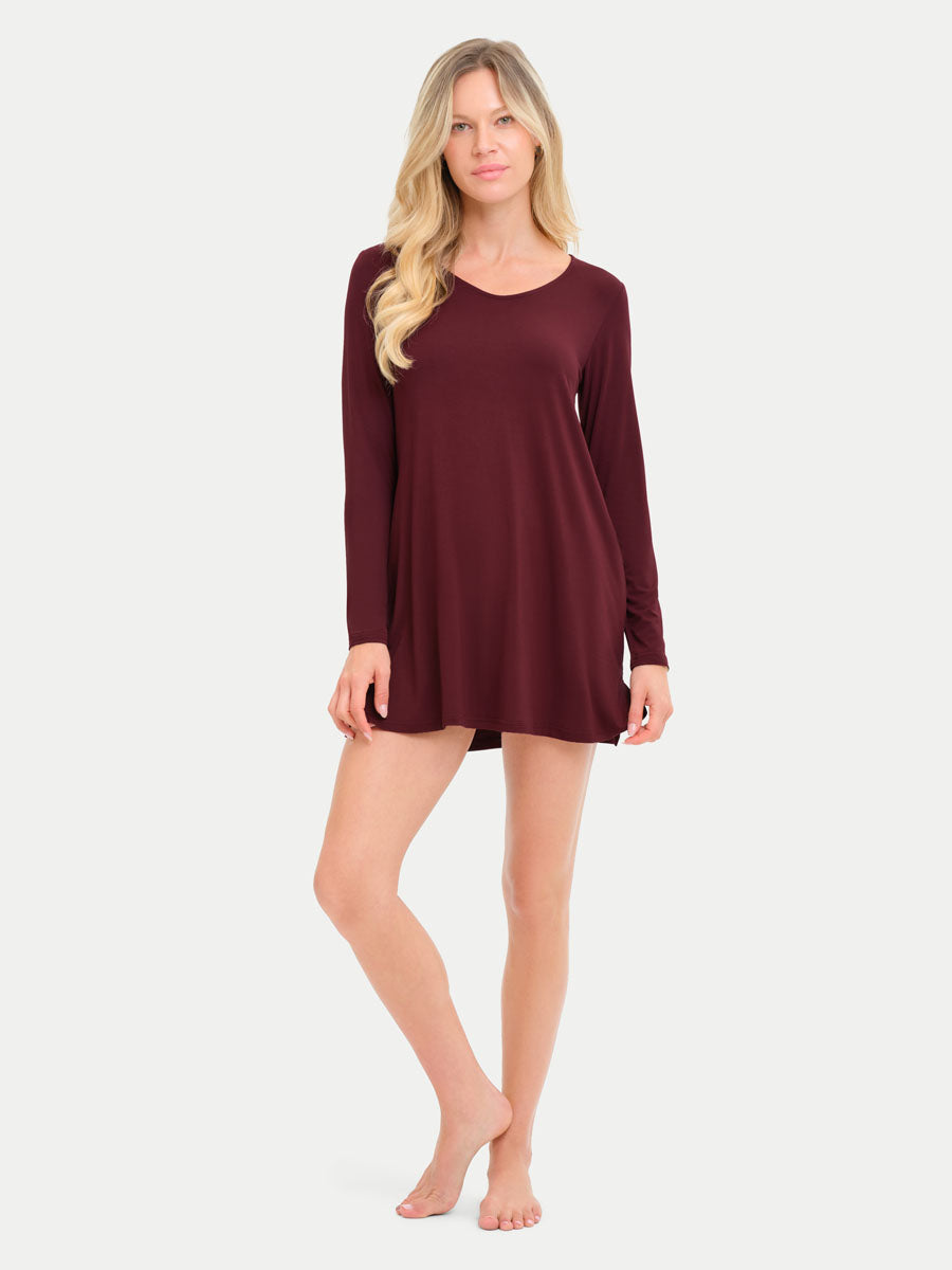 Long Sleeve Short Bamboo Sleepshirt
