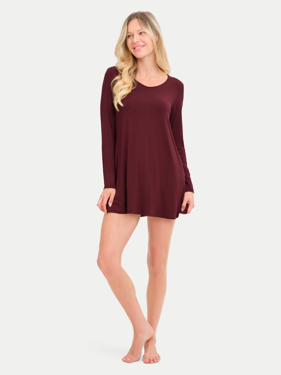 Long Sleeve Short Bamboo Sleepshirt