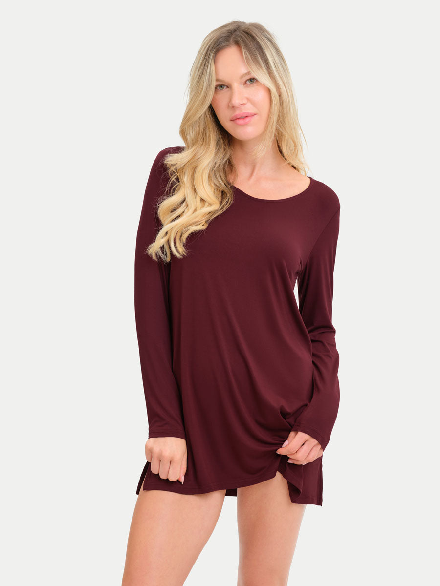 Long Sleeve Short Bamboo Sleepshirt