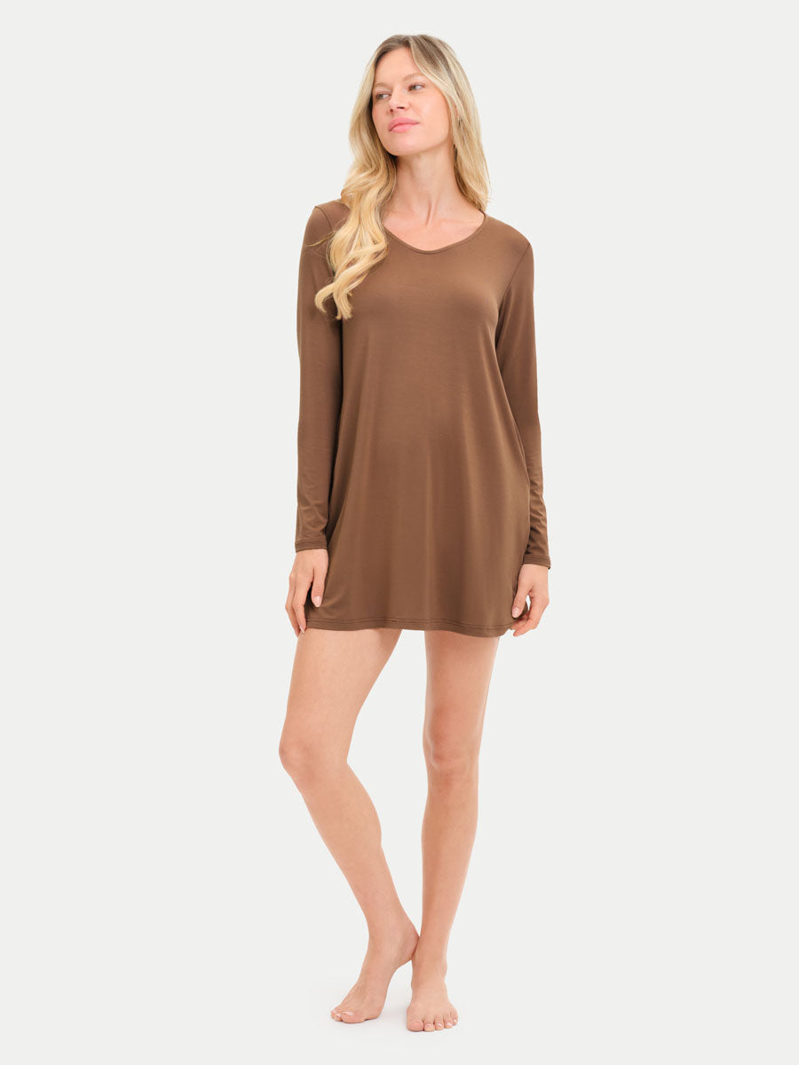 Long Sleeve Short Bamboo Sleepshirt