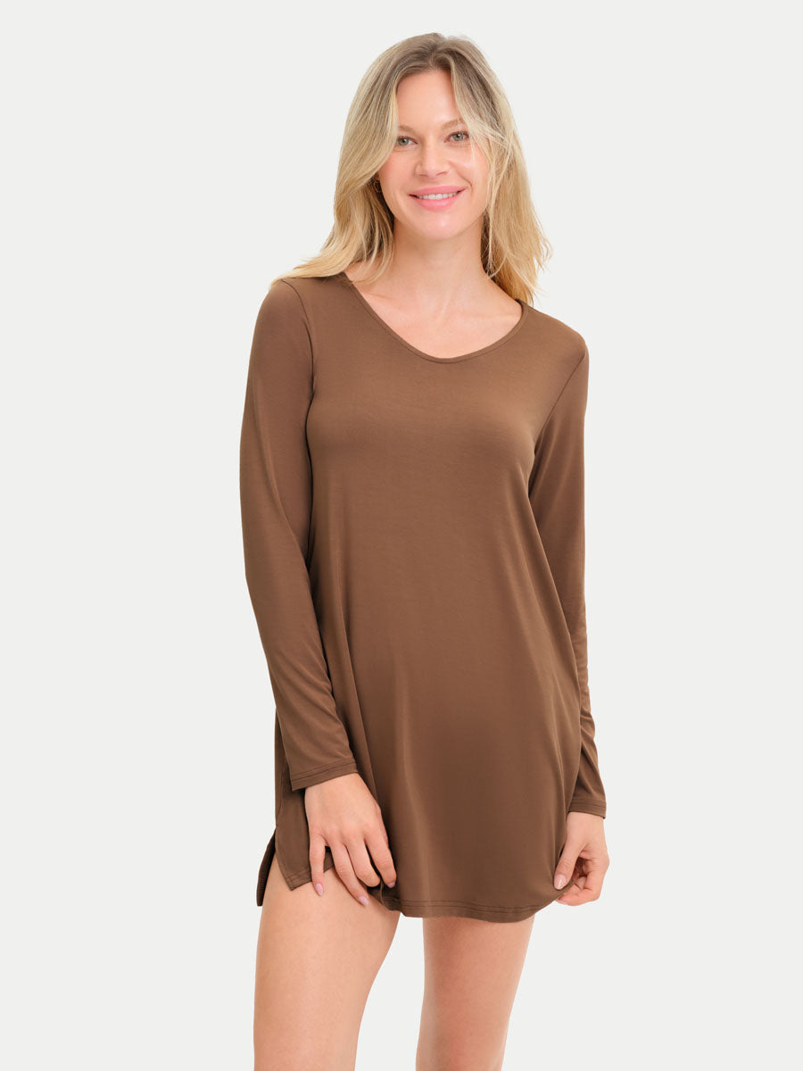 Long Sleeve Short Bamboo Sleepshirt