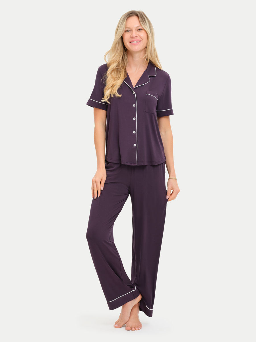 Short Sleeve Bamboo Pajama Set with Pants