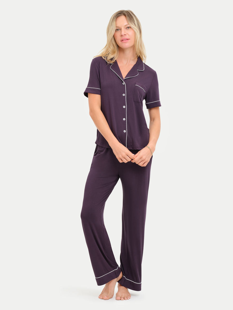 Short Sleeve Bamboo Pajama Set with Pants