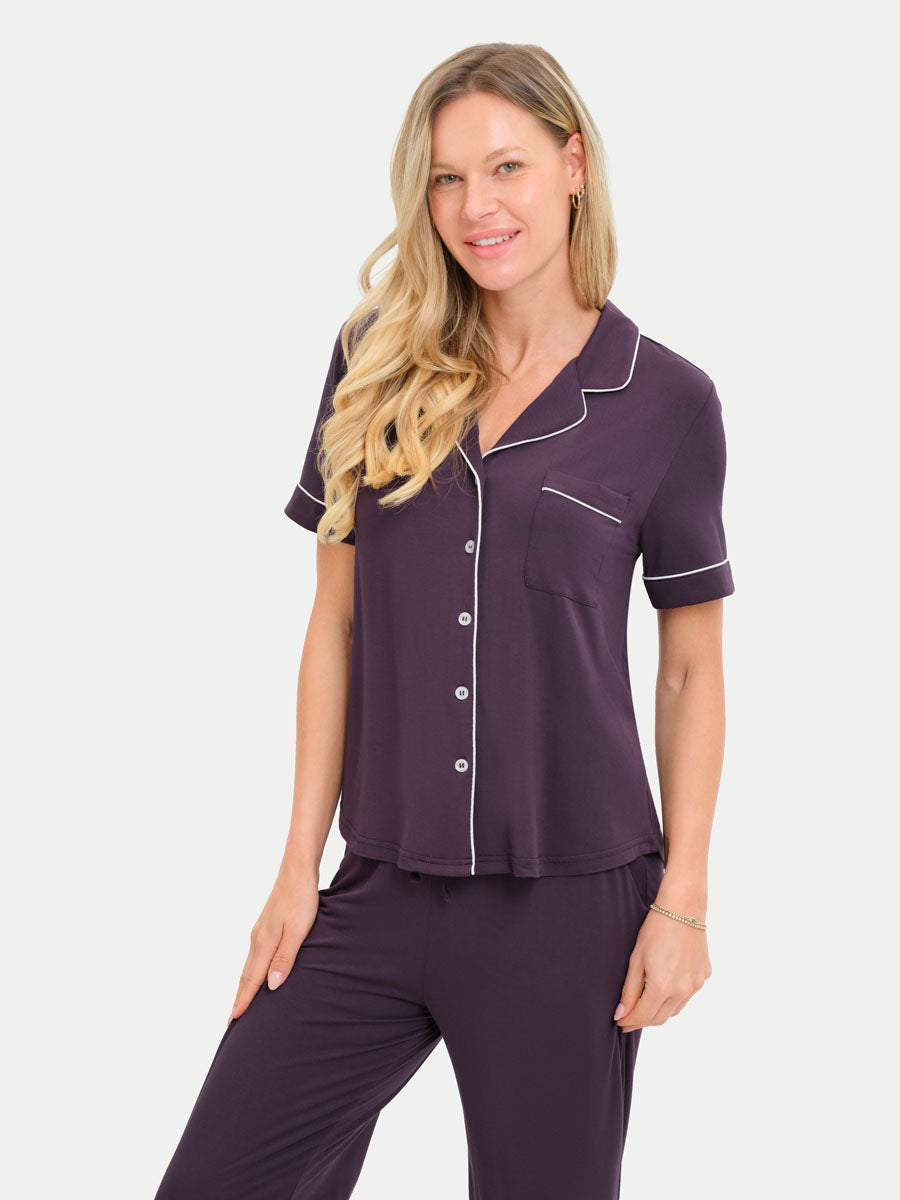 Short Sleeve Bamboo Pajama Set with Pants