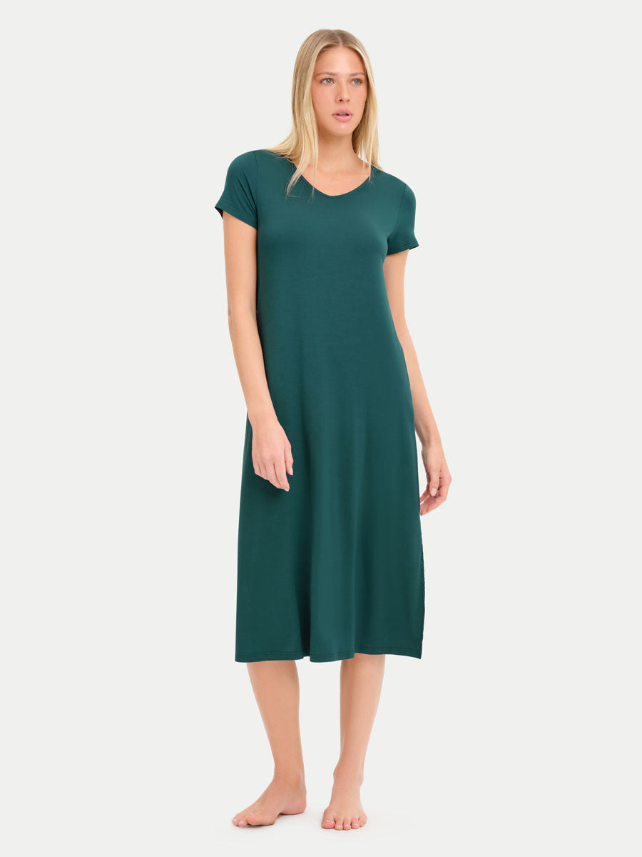 Short Sleeve Long Bamboo Sleepshirt
