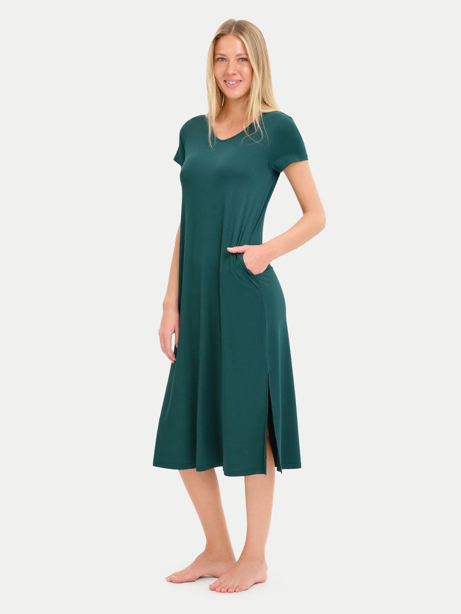 Short Sleeve Long Bamboo Sleepshirt