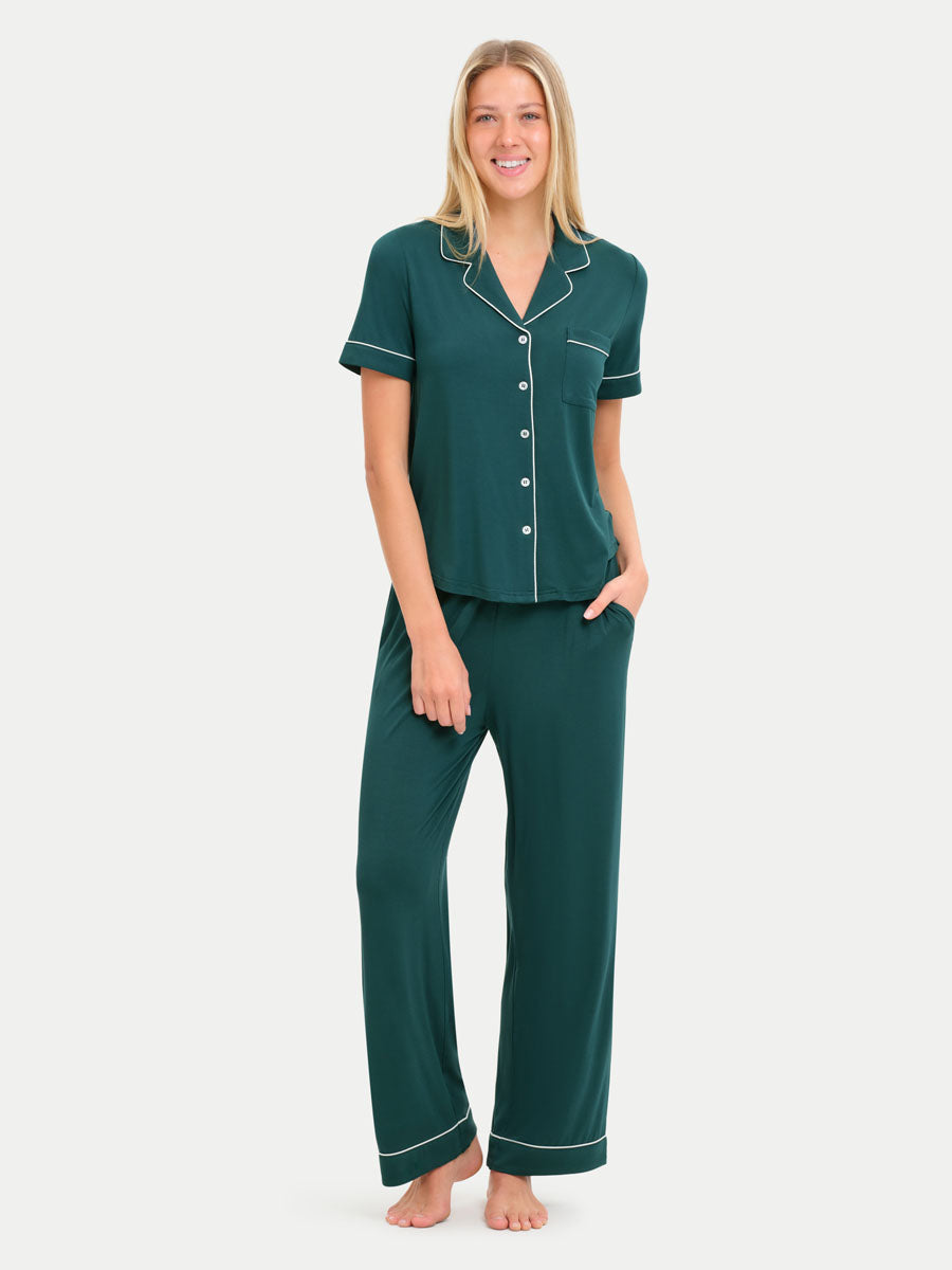 Short Sleeve Bamboo Pajama Set with Pants