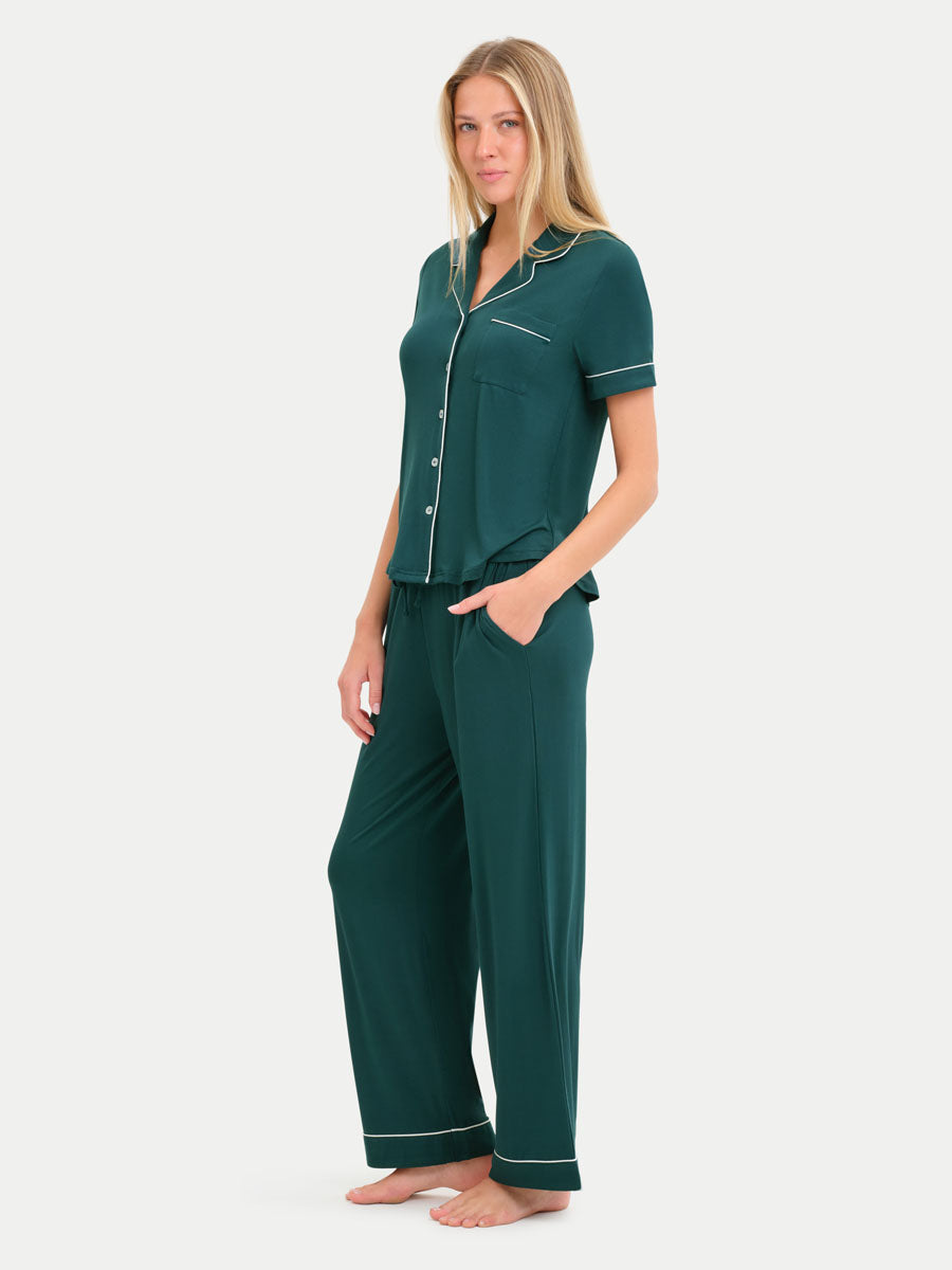 Short Sleeve Bamboo Pajama Set with Pants